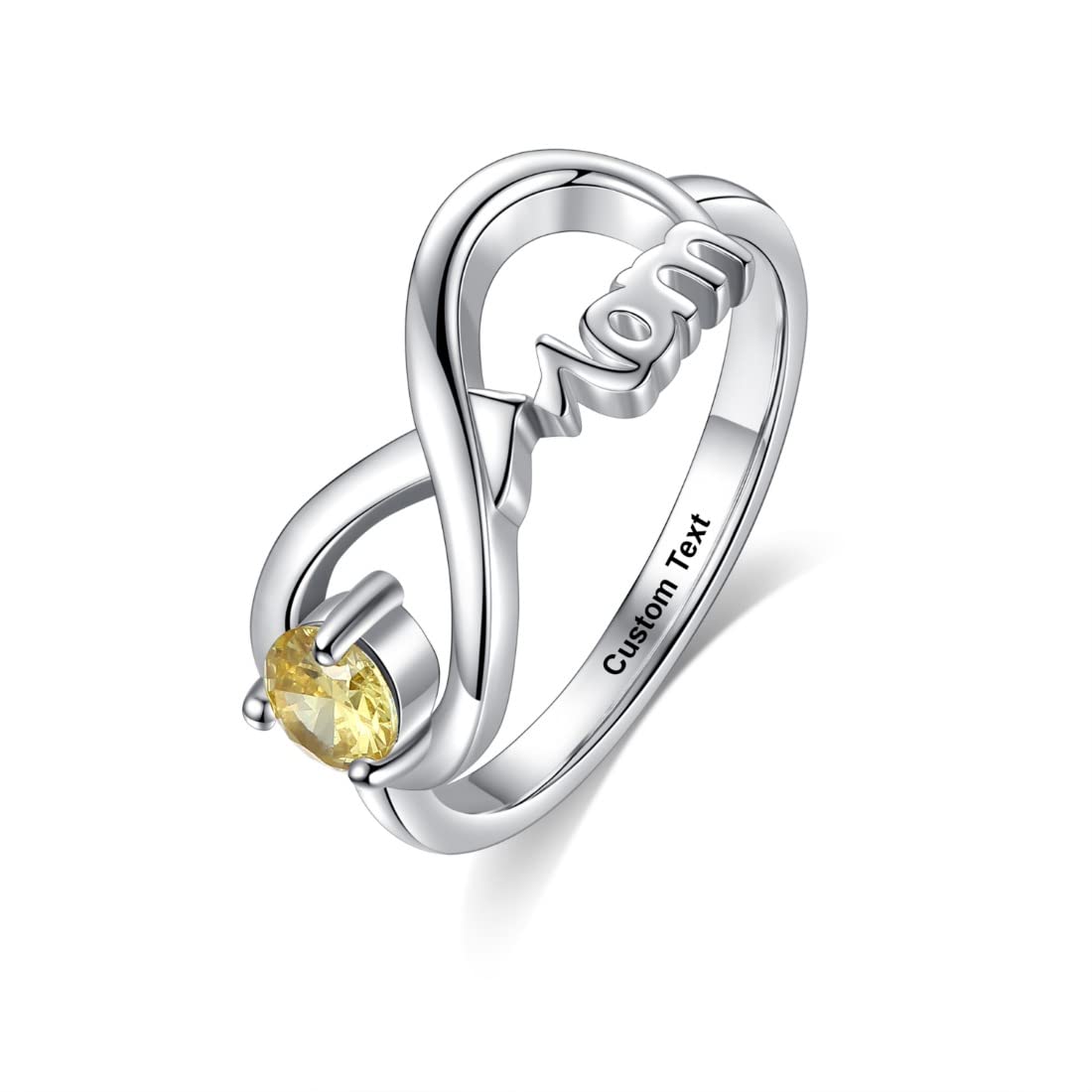 Personalized Mother's Day Birthstone Ring for Women - Custom Engraved Sterling Silver Infinity Jewelry with Child's Name - Perfect Gift for Mom, Daughter & Family - Ideal for Anniversaries, Birthdays & Special Occasions