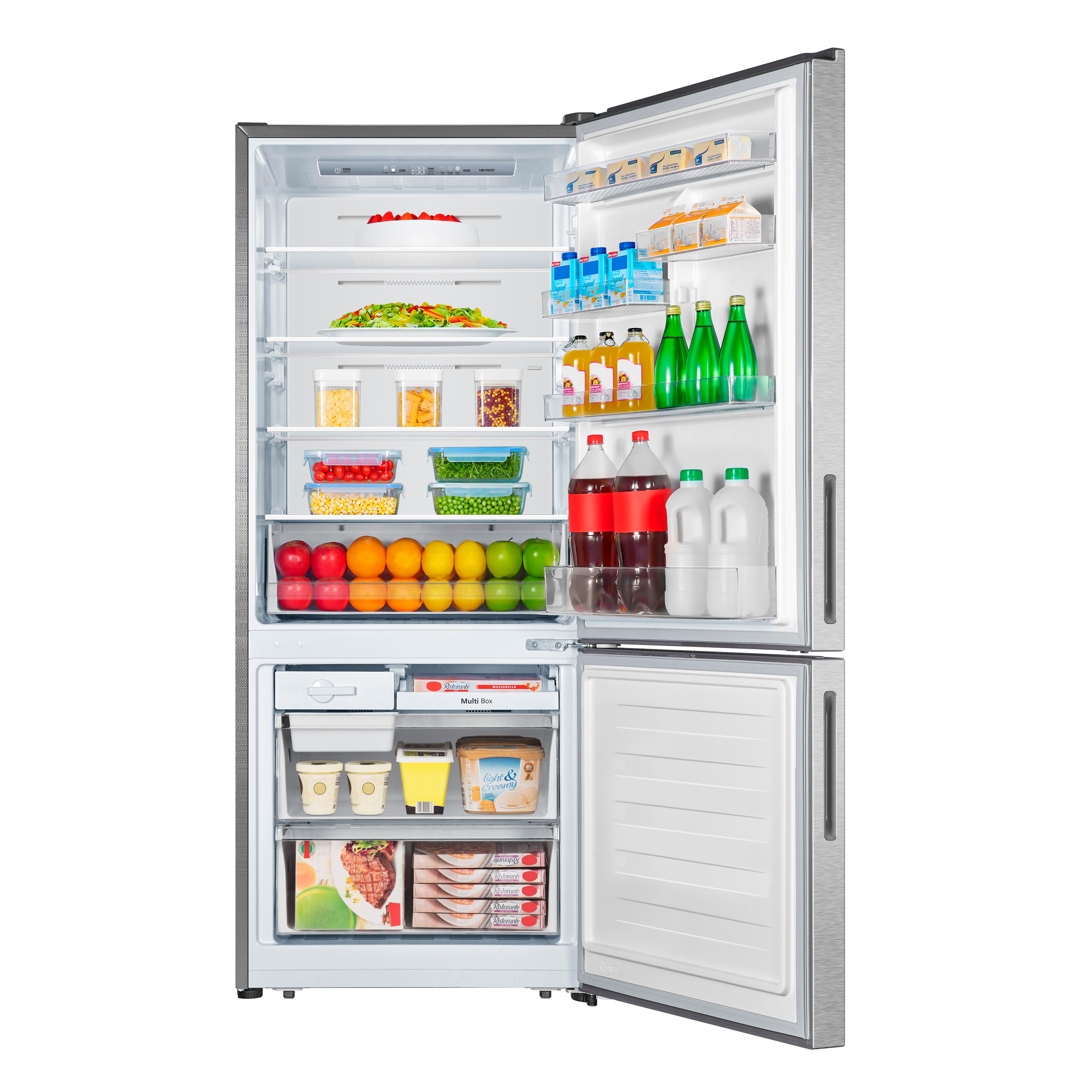 AVIVA 27.6 Inch Counter Depth Bottom Freezer Refrigerator - 14.8 cu.ft Energy Efficient Stainless Steel French Door Fridge for Kitchen, Home, Office & Apartment Use
