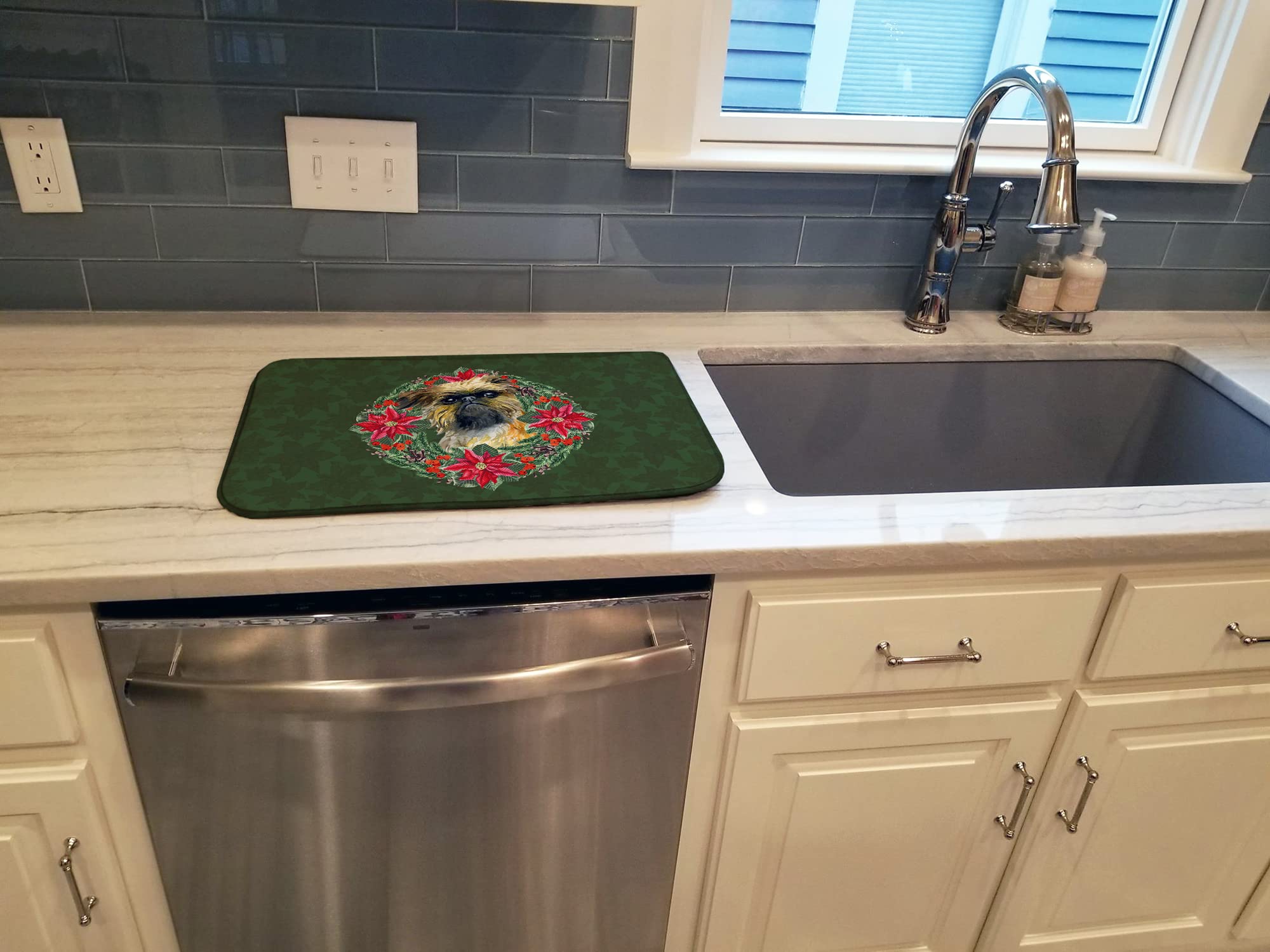 Brussels Griffon Dish Drying Mat - Absorbent Kitchen Counter Pad, 14x21