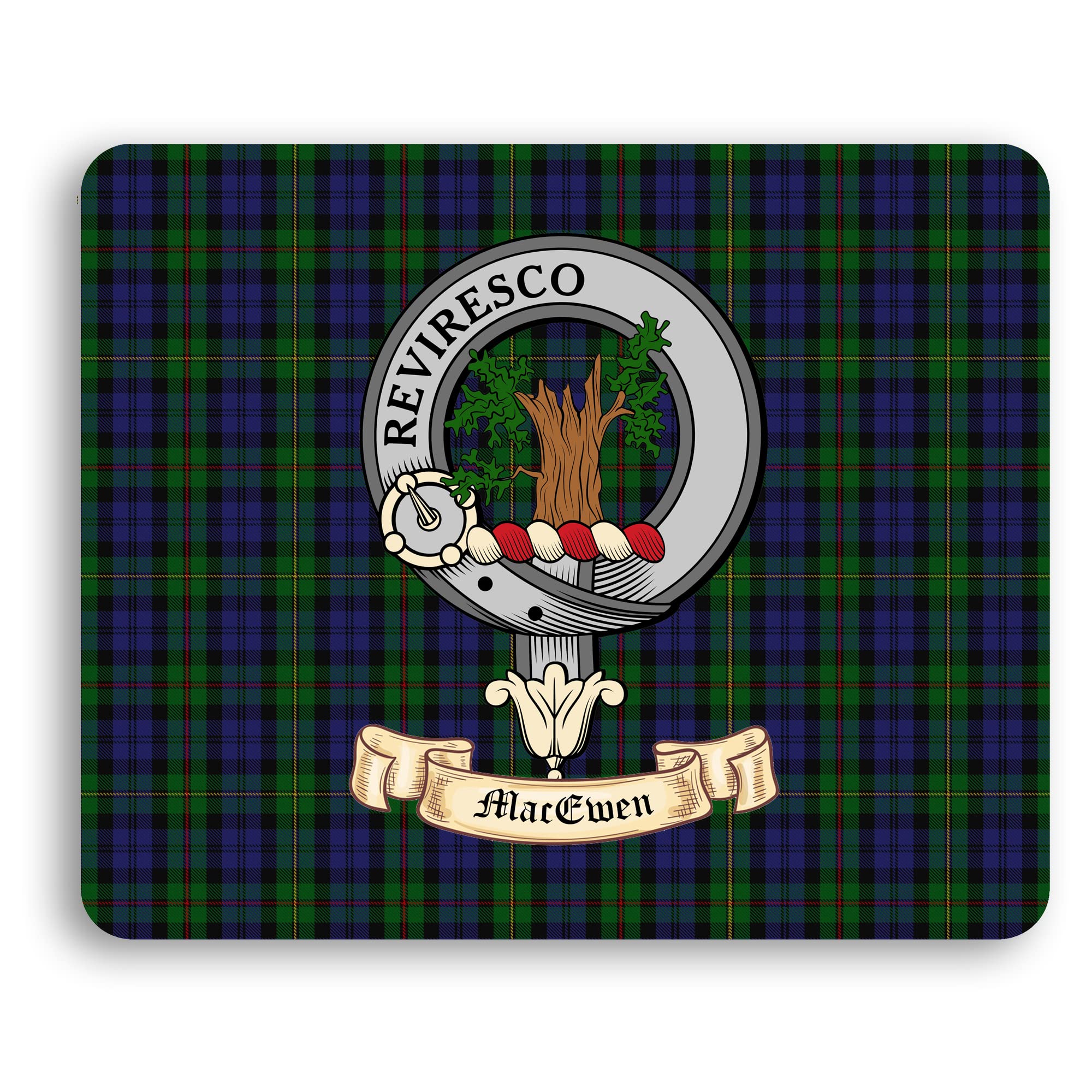 MacEwen Clan Tartan Mouse Pad with Crest - Premium Scottish Clan Desk Accessory for Home & Office - Perfect for Work, Gaming & Decor