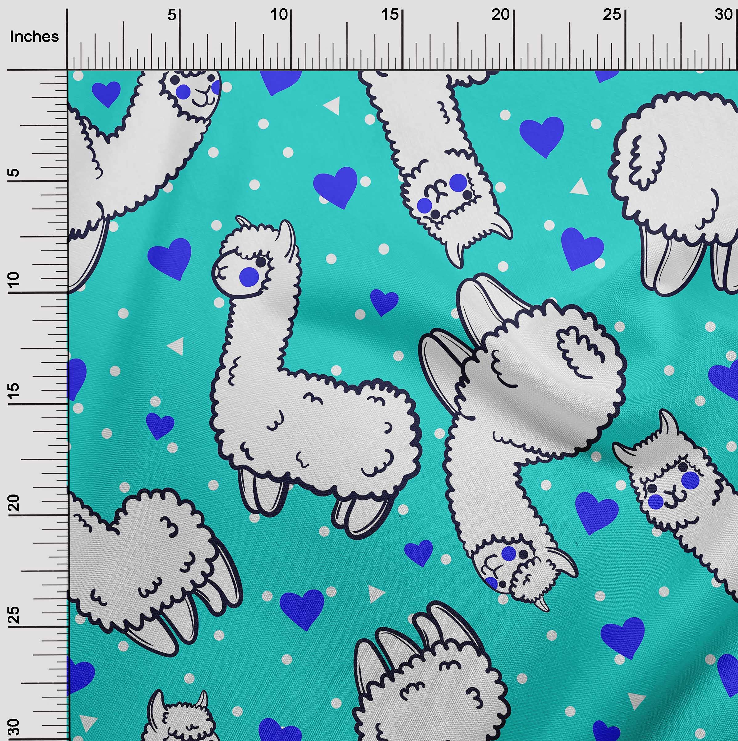 Velvet Turquoise Green Fabric for Sewing - 58 Inch Wide Printed Craft Fabric by The Yard | Soft Sheep Nursery Decor Material for DIY Projects, Quilting & Home Decoration