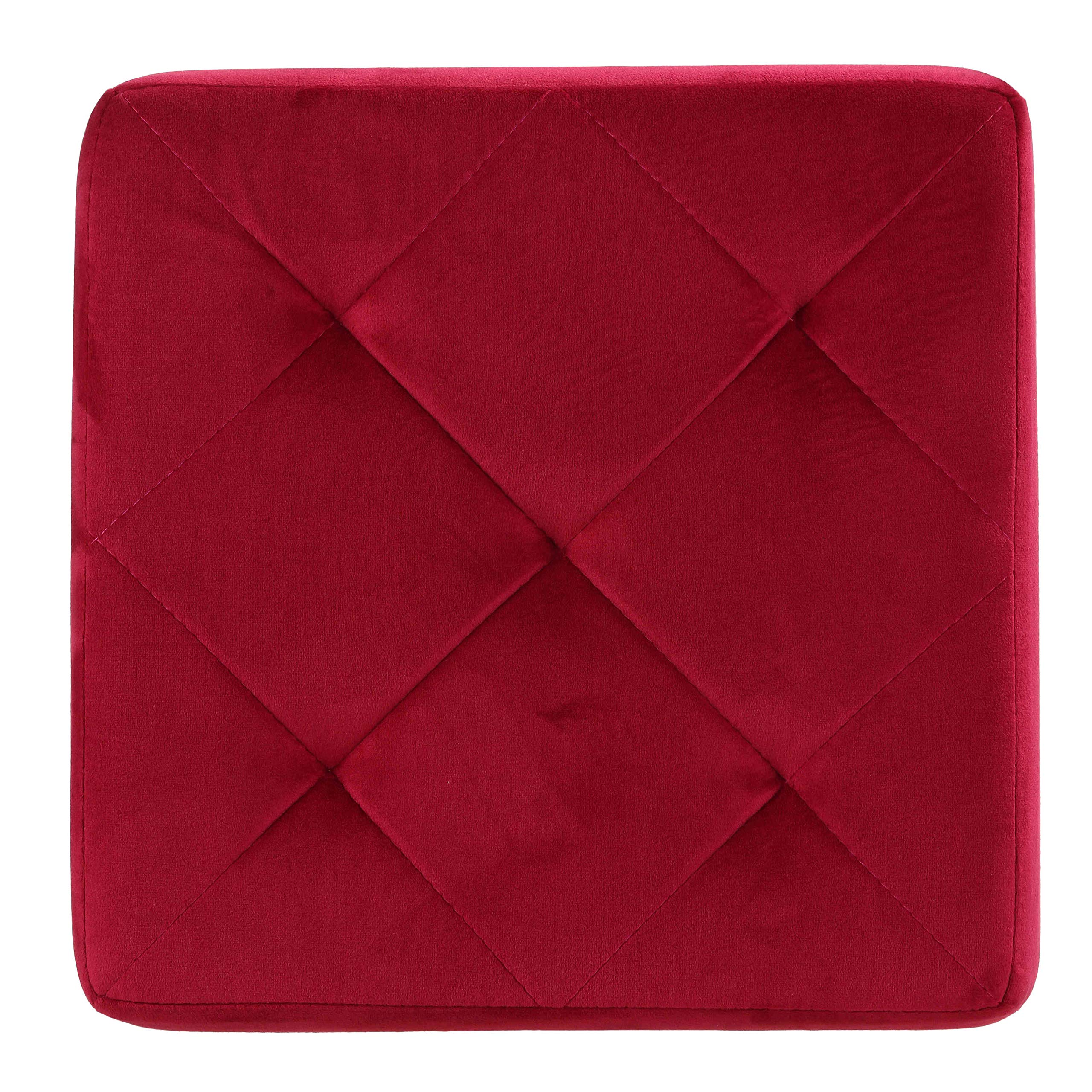 Cortesi Home Leeds Square Vanity Ottoman in Pink Velvet - 14.5