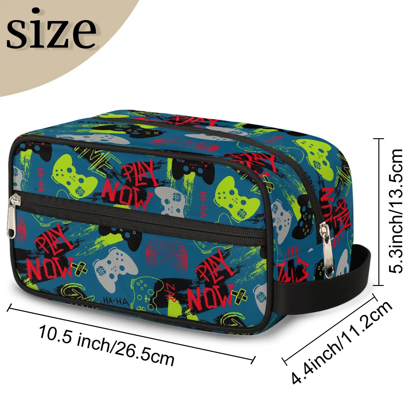 Waterproof Hanging Travel Toiletry Bag for Kids & Teens - Portable Dopp Kit for Boys' Bathroom Essentials, Game Joysticks & Accessories - Perfect for School Trips, Camping & Family Vacations