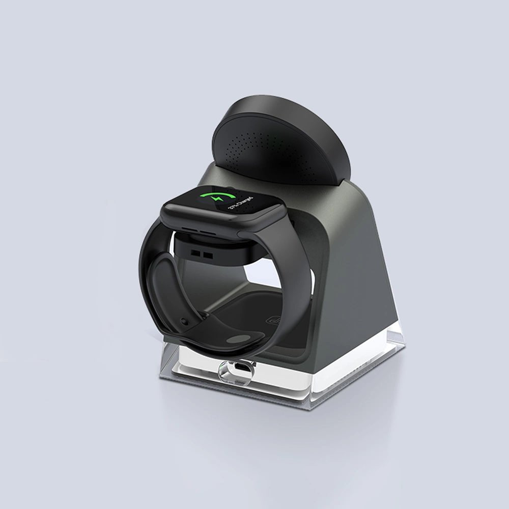 PowerTrio Plus 3-in-1 Magnetic Wireless Charging Station for iPhone 14/13/12 - Fast Charging Stand for iPhone, AirPods & Apple Watch - Perfect for Home, Office & Nightstand Use