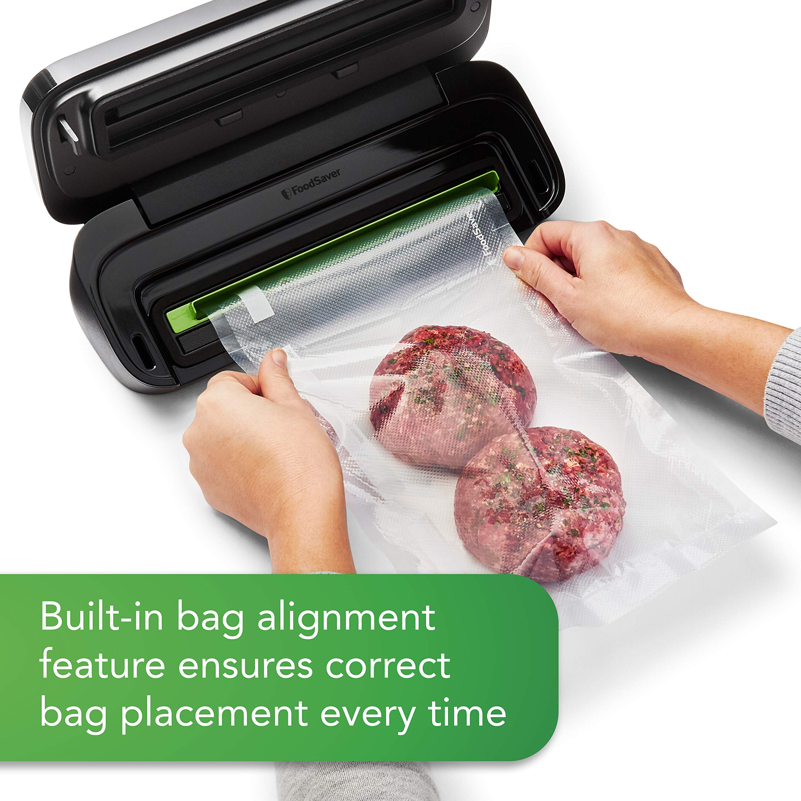 FoodSaver Vacuum Sealer Machine with Bags & Roll - Compact Space Saving Design for Airtight Food Storage, Sous Vide Cooking, Meal Prep & Freezer Organization - Silver (Ideal for Home Kitchen, Camping & Food Preservation)