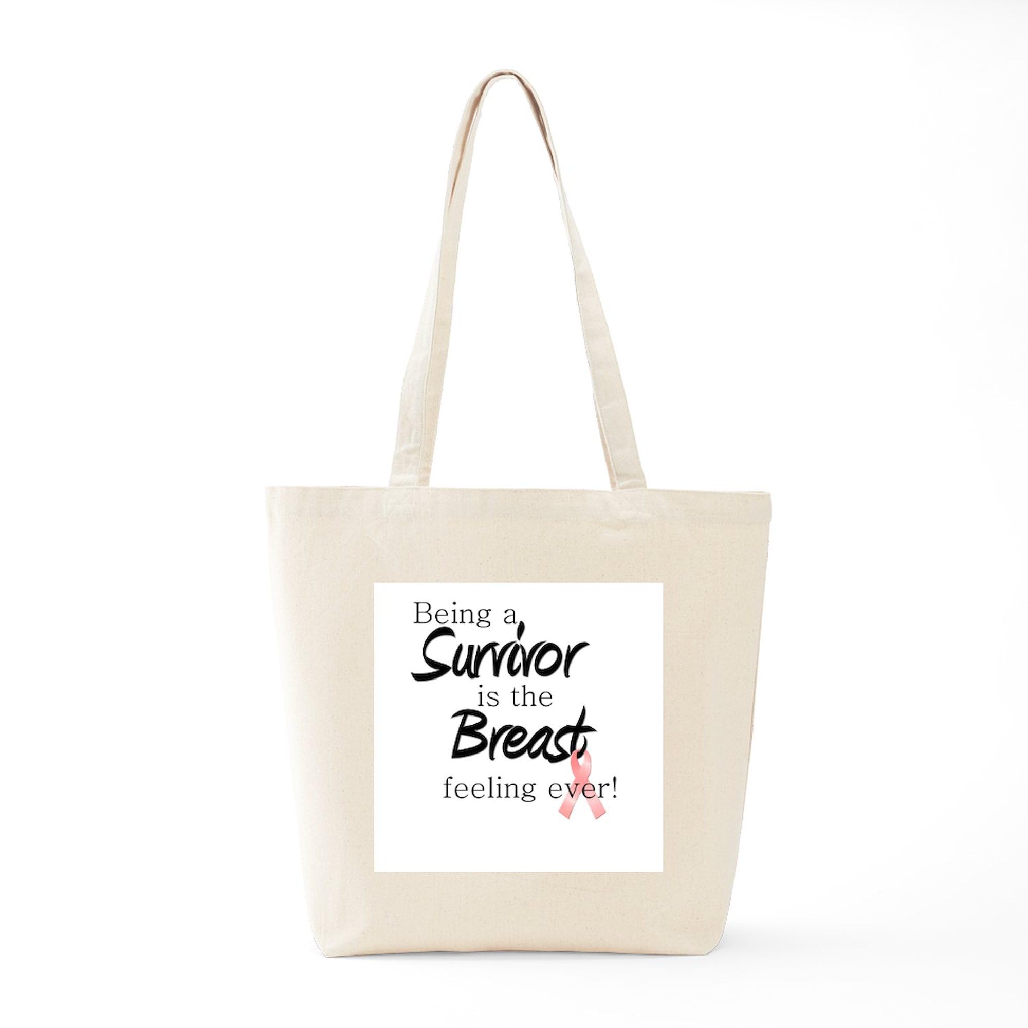 Breast Cancer Survivor Tote Bag - Natural Canvas Reusable Shopping Bag for Women | Eco-Friendly Grocery Bag for Survivors, Supporters & Everyday Use