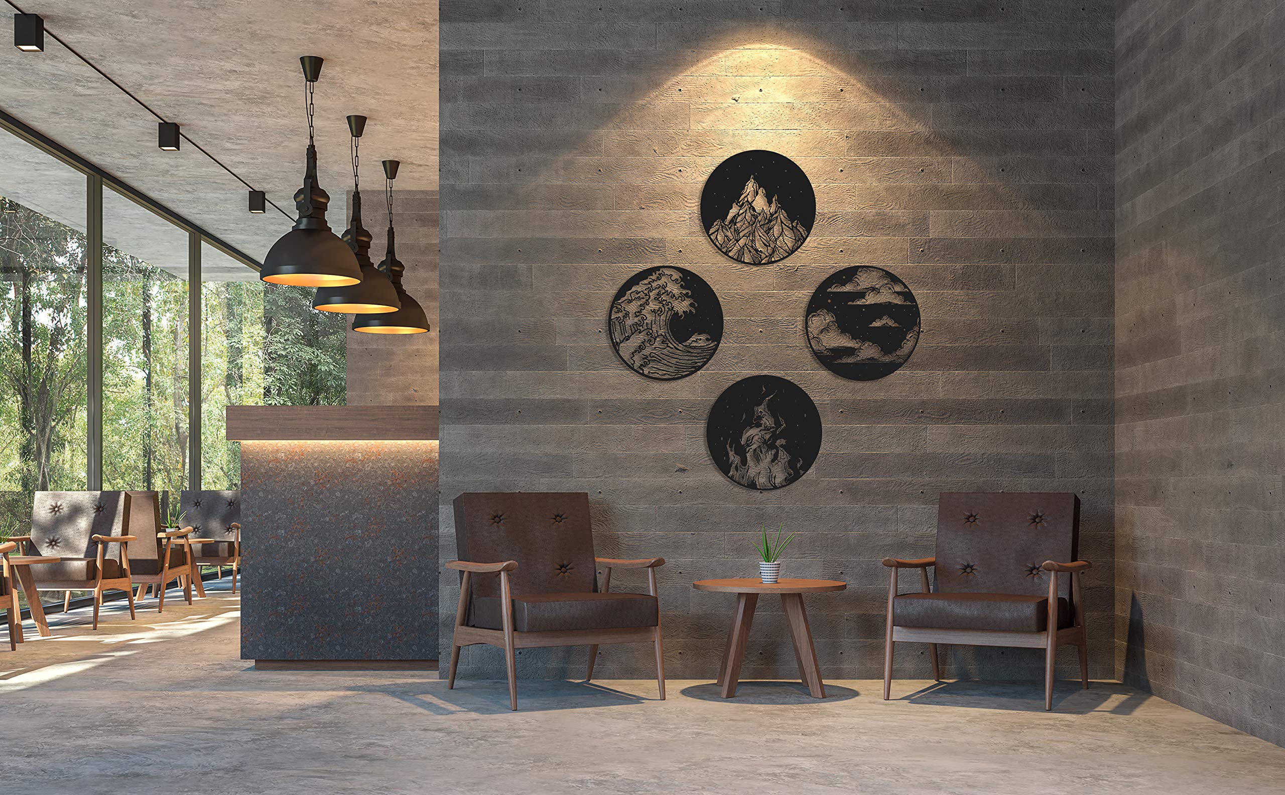 ReinCarvation Metal Wall Art - Four Elements Home & Office Decor - 18 Inch Modern Wall Sculpture for Living Room, Bedroom - Perfect Housewarming Gift for Nature Lovers