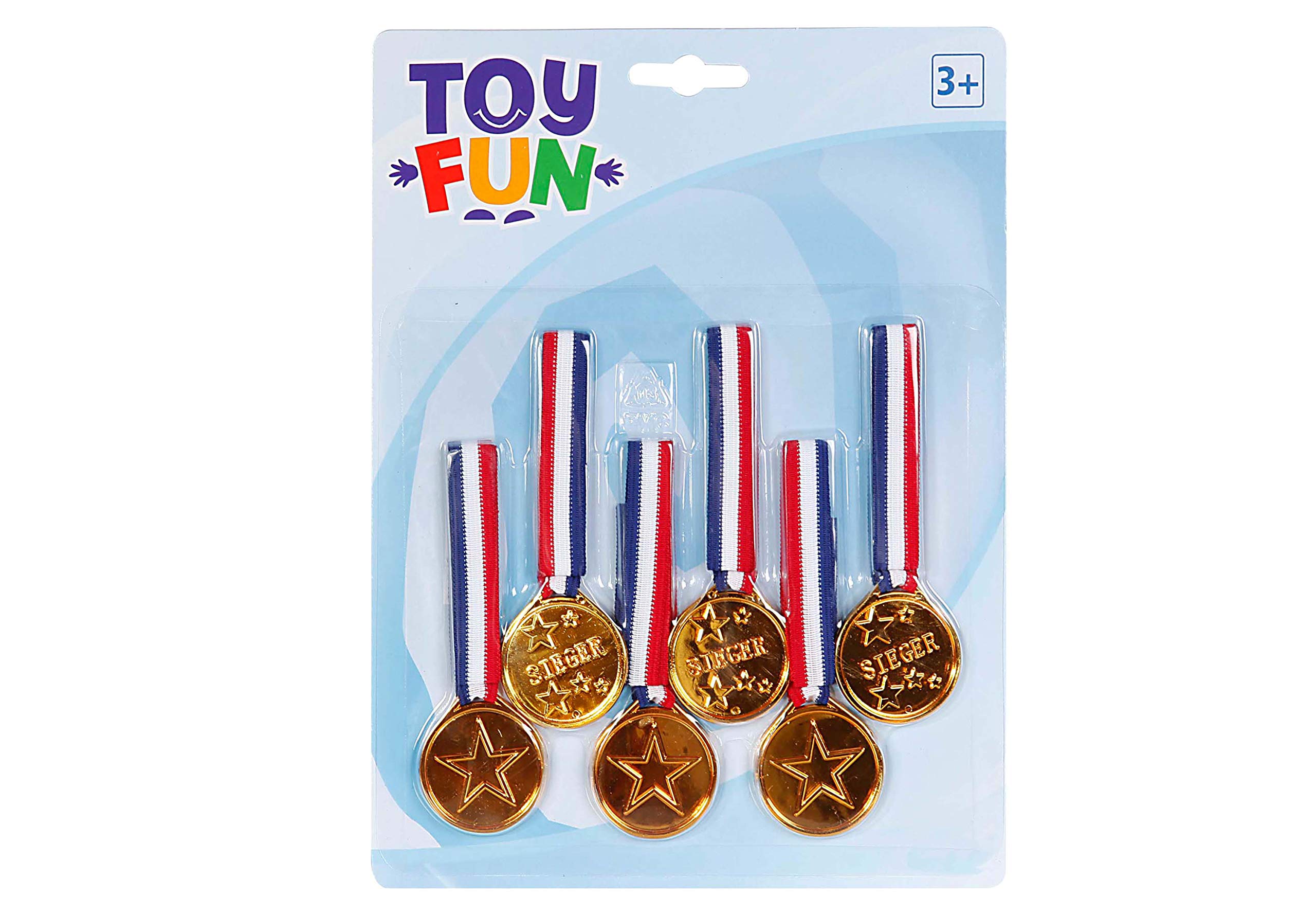 6-Pack Toy Fun Medals on a String - Kids Reward Prizes for Parties, Sports & Classroom Achievements