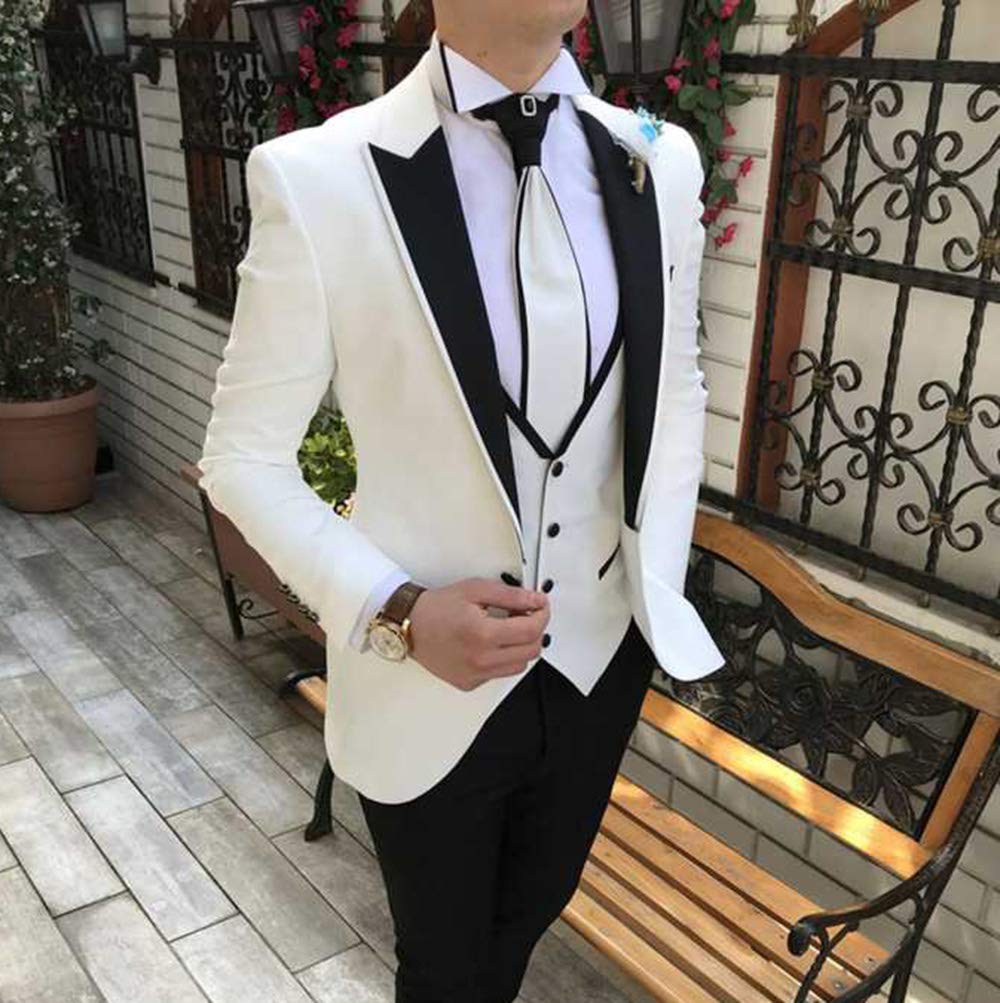Men's 3-Piece Slim Fit Formal Suit Set - Notch Lapel Tuxedo Blazer, Vest & Pants for Wedding, Groomsmen & Business Occasions | Perfect for Prom, Office & Special Events