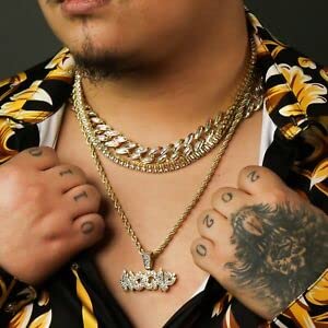 14K Gold Plated Cuban Link Chain with CZ Letter Pendant - High Fashion Tennis Necklace for Men & Women | Perfect for Layering, Gifting, and Everyday Wear