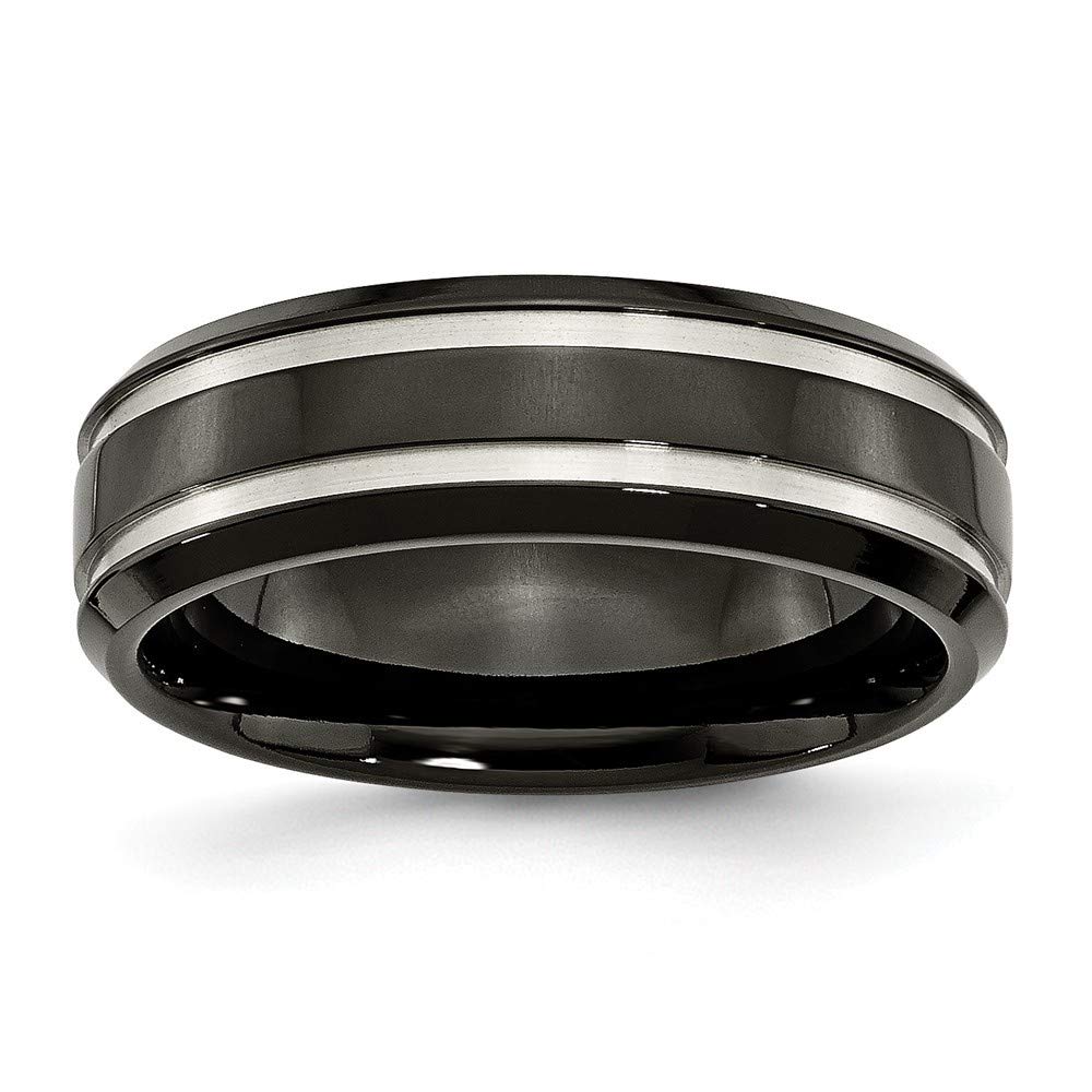 Elegant Black Titanium Engravable Grooved 7mm Band Ring for Women - Sizes 5-15 - Perfect for Anniversary, Wedding, Birthday Gifts & Everyday Wear