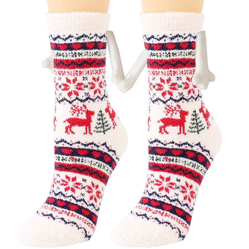 Hand In Hand Magnetic Christmas Socks - Festive Holiday Socks for Couples & Families - Perfect for Christmas Gifts, Stocking Stuffers & Winter Home Decor