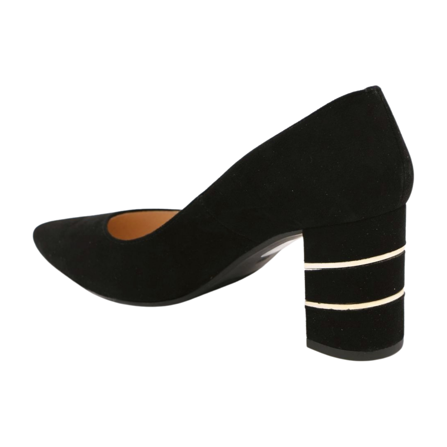 Fabucci Women's Black Suede Block Heel Court Shoes - Elegant Dress Pumps for Work, Party & Special Occasions