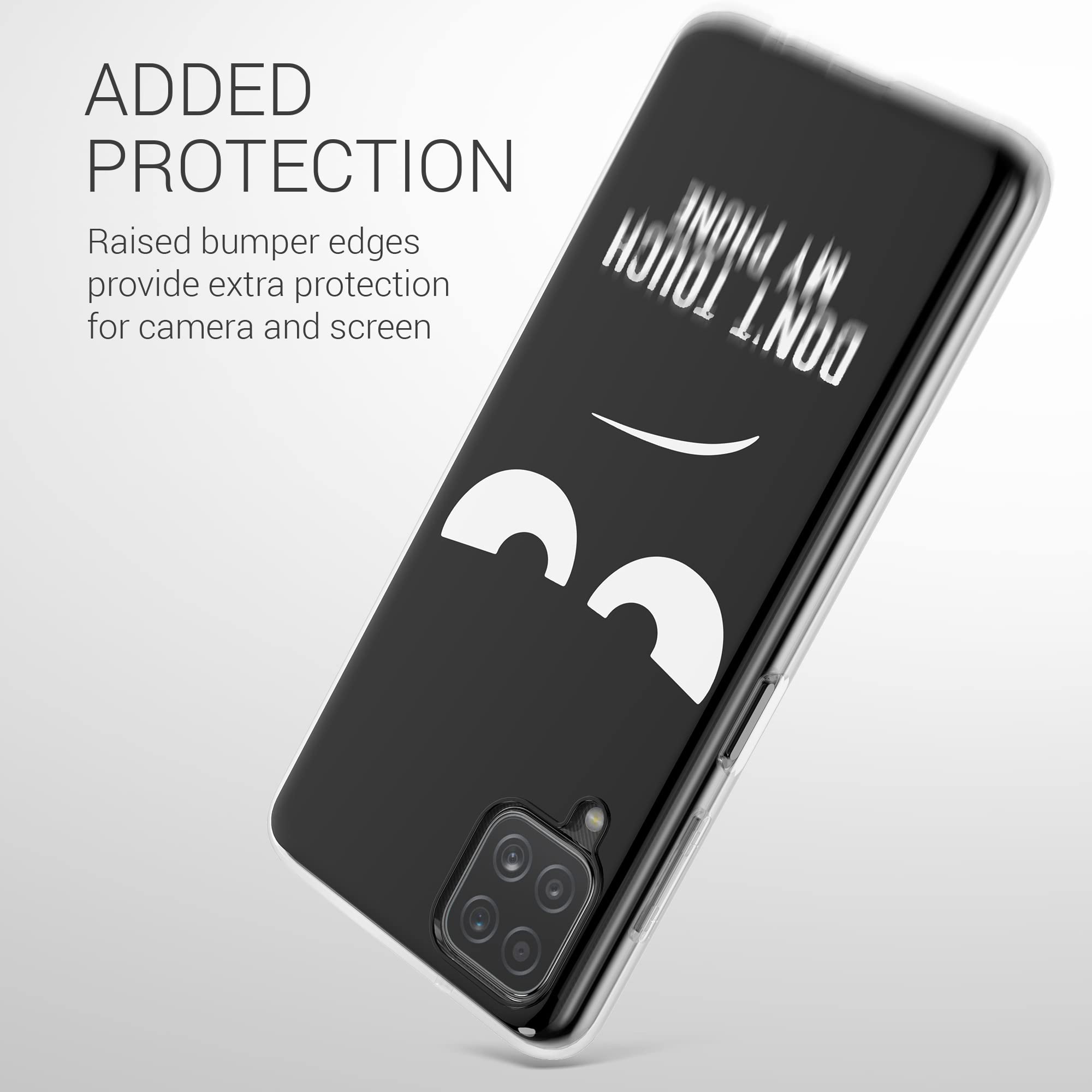 kwmobile Flexible TPU Case for Samsung Galaxy A12 - Shockproof Slim Fit Phone Cover - Anti-Scratch Protective Case (White/Black) - Perfect for Everyday Use & Travel Protection