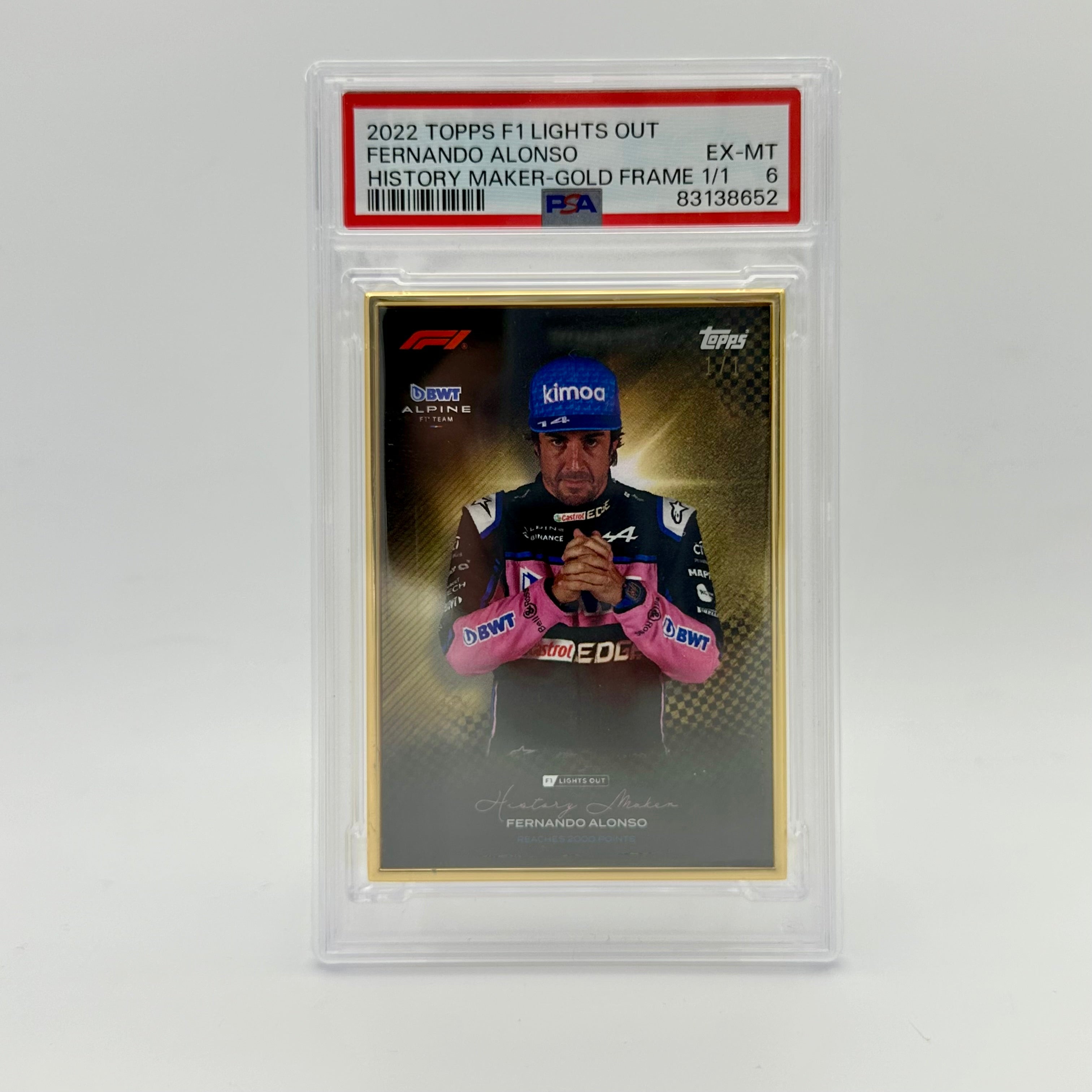 1/1 Gold Frame Alonso Fernando History Maker 2022 Lights Out PSA 6 - Rare Collectible Sports Card for Display & Investment