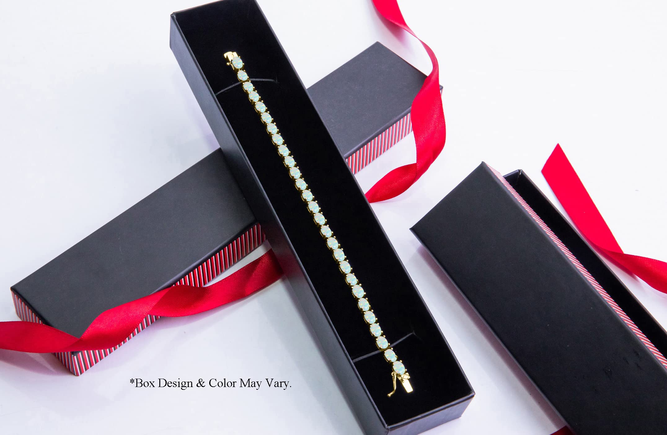 B. BRILLIANT Women's Birthstone Tennis Bracelet - 6x4mm Oval-Cut Genuine/Synthetic Gemstone Sterling Silver or Gold Bracelet with Gift Box - Perfect for Birthday, Anniversary & Mother's Day Gifts
