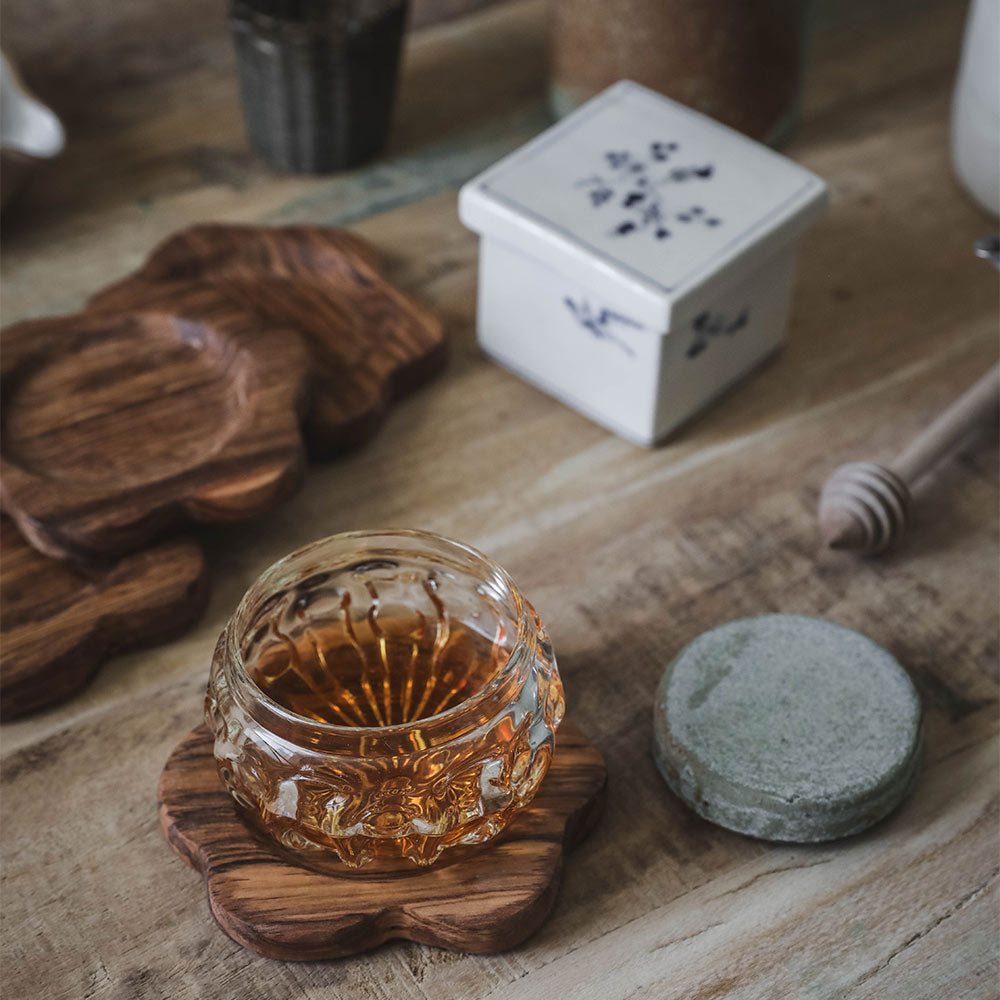 Eco-Friendly Wooden Flower Coaster Set - Natural Wood Drink Coasters for Home, Office & Outdoor Use - Perfect for Coffee, Tea & Wine Glasses