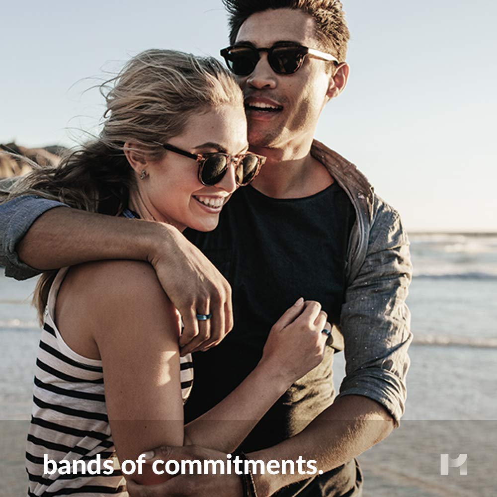 8mm Tungsten Carbide Wedding Band Ring for Men & Women - Blue Black Center Line, Bevel Edge, Brushed/Polished Finish - Custom Engraved Anniversary & Engagement Ring - Perfect for Weddings, Proposals & Special Occasions