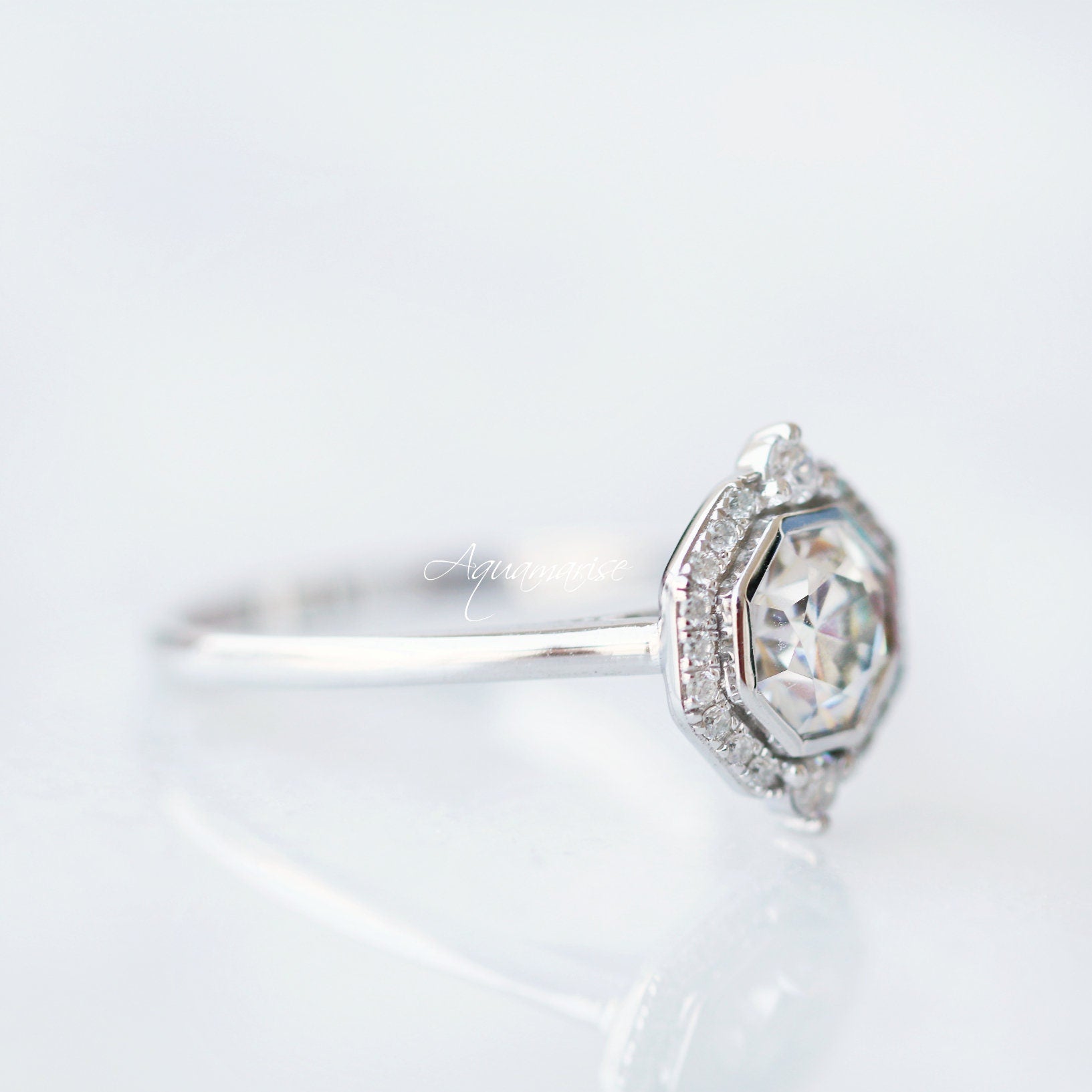 Octavia 14K White Gold Moissanite Engagement Ring for Women - Perfect for Proposals, Weddings & Anniversaries