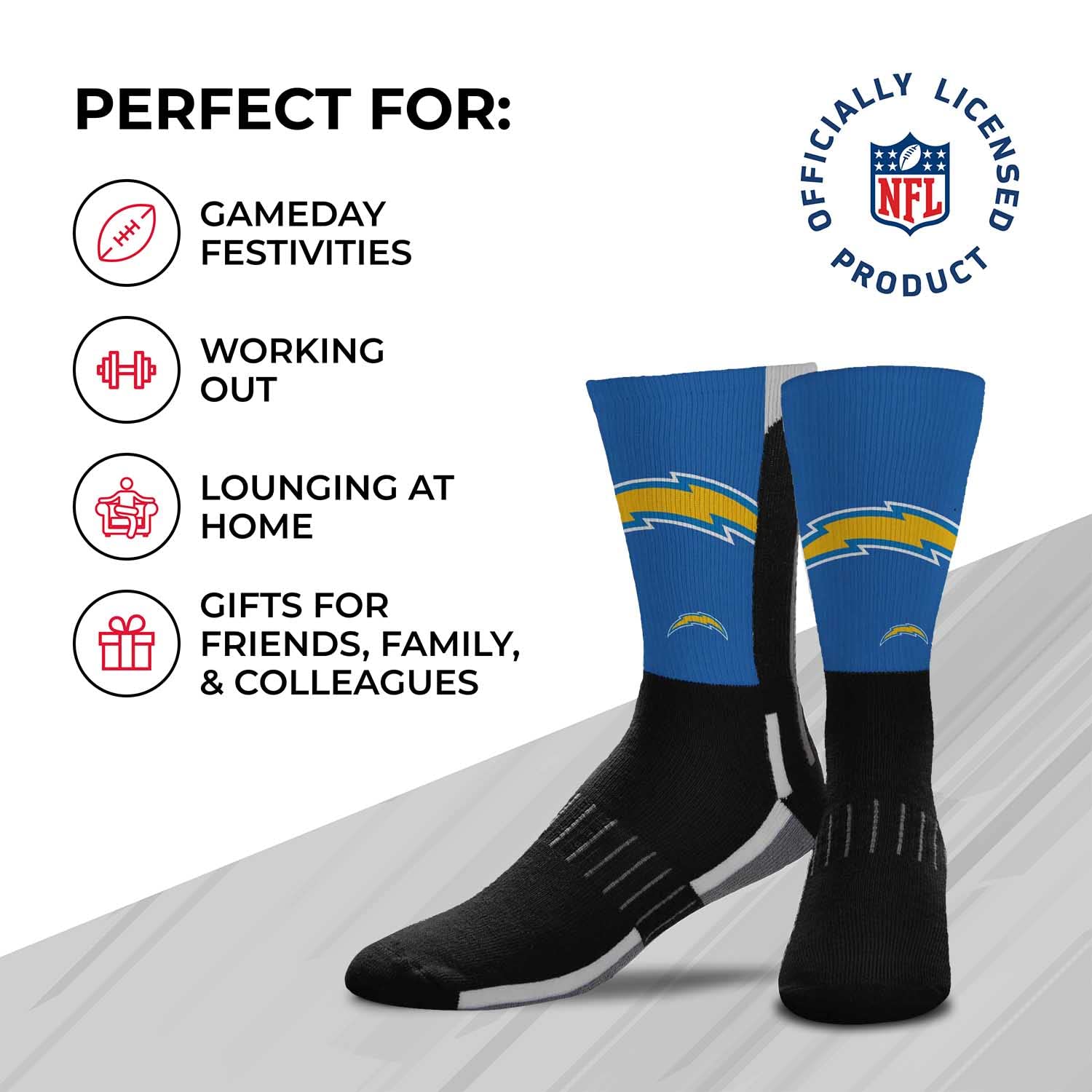 NFL Team Logo Adult Crew Socks for Men - Machine Washable Football Socks for Warm & Cold Weather - Comfortable Game Day Sports Apparel - Perfect for Football Fans, Tailgating and Casual Wear