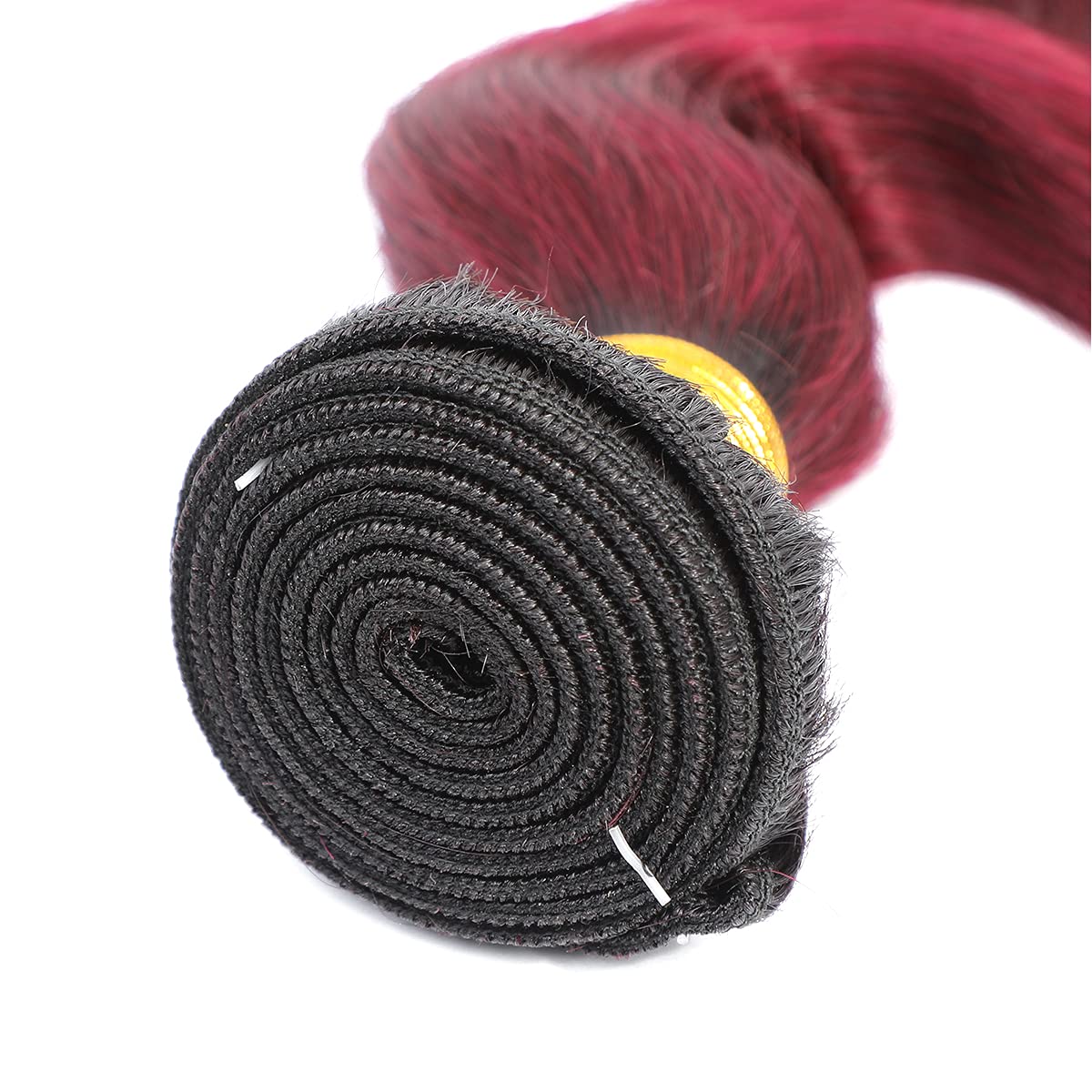 Ombre Bundles Human Hair 3 Pieces 300 Gram - 100% Brazilian Human Hair Extensions (1B Burgundy Body Wave) - 10A Soft Weave Bundles 16 18 20 Inch for Stunning Hairstyles - Perfect for Parties, Weddings & Everyday Glam