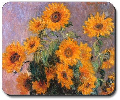 Monet Sunflowers Art Plate Mouse Pad - Non-Slip Desk Mat for Computers & Office - Perfect for Home, Office, Gaming & Gift Giving