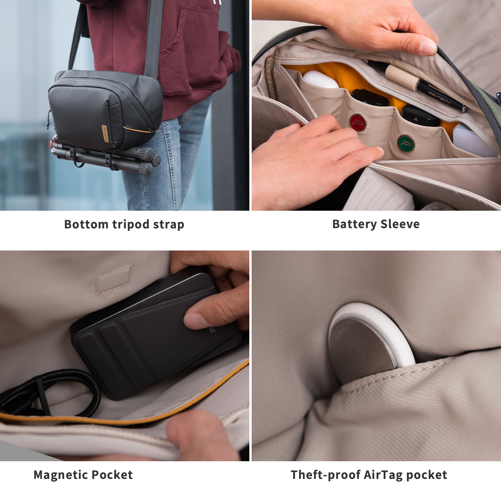 PGYTECH OneGo Solo V2 4L Camera Shoulder Bag - Waterproof DSLR Camera Case Compatible with SLR Cameras, iPad, Action Cameras (Black) - Perfect for Travel, Hiking & Photography Enthusiasts