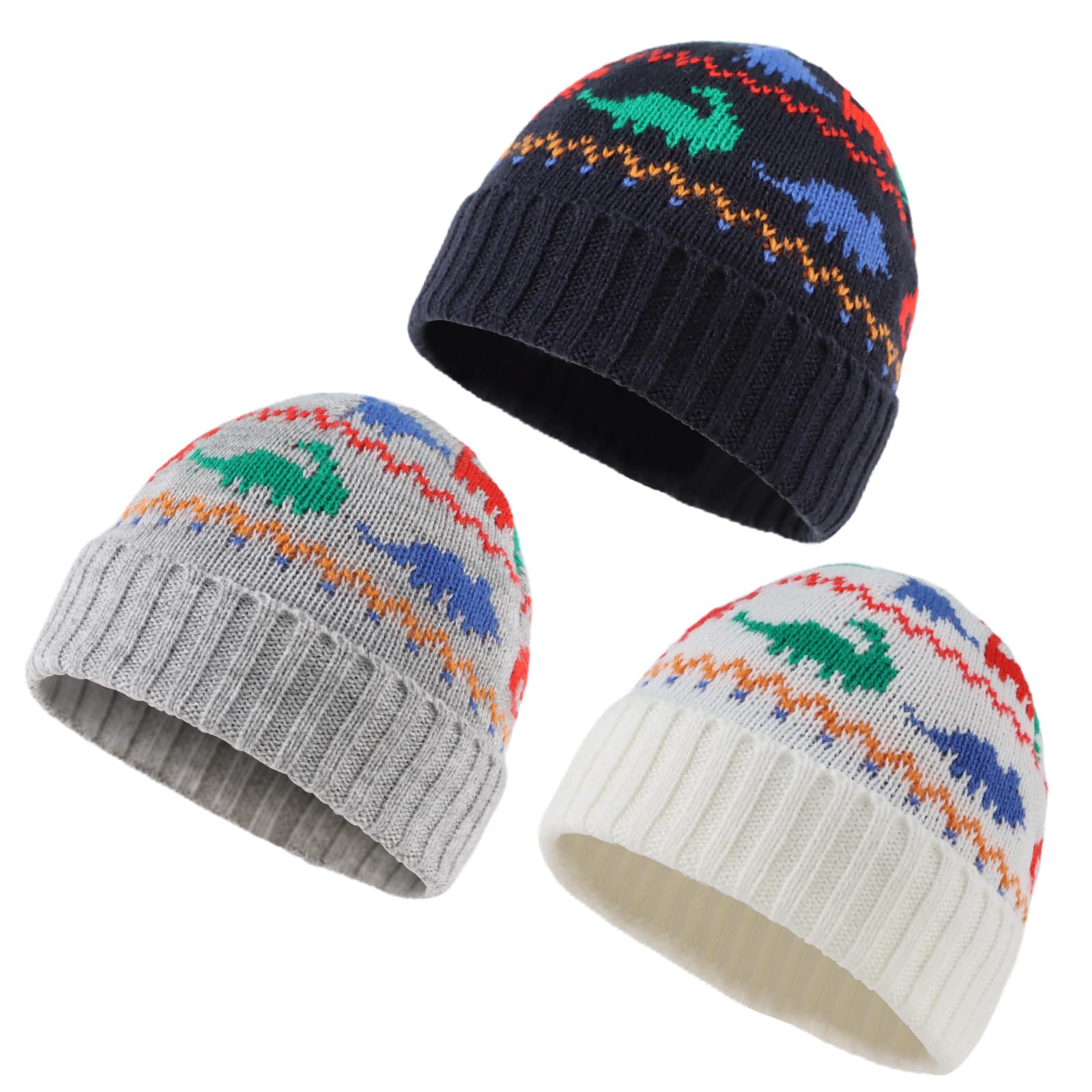 PEECABE Dinosaur Knit Baby Hat for Boys - Warm Winter Beanie for Toddlers & Infants - Soft Skull Cap for Snow Play, Outdoor Adventures & Photo Shoots
