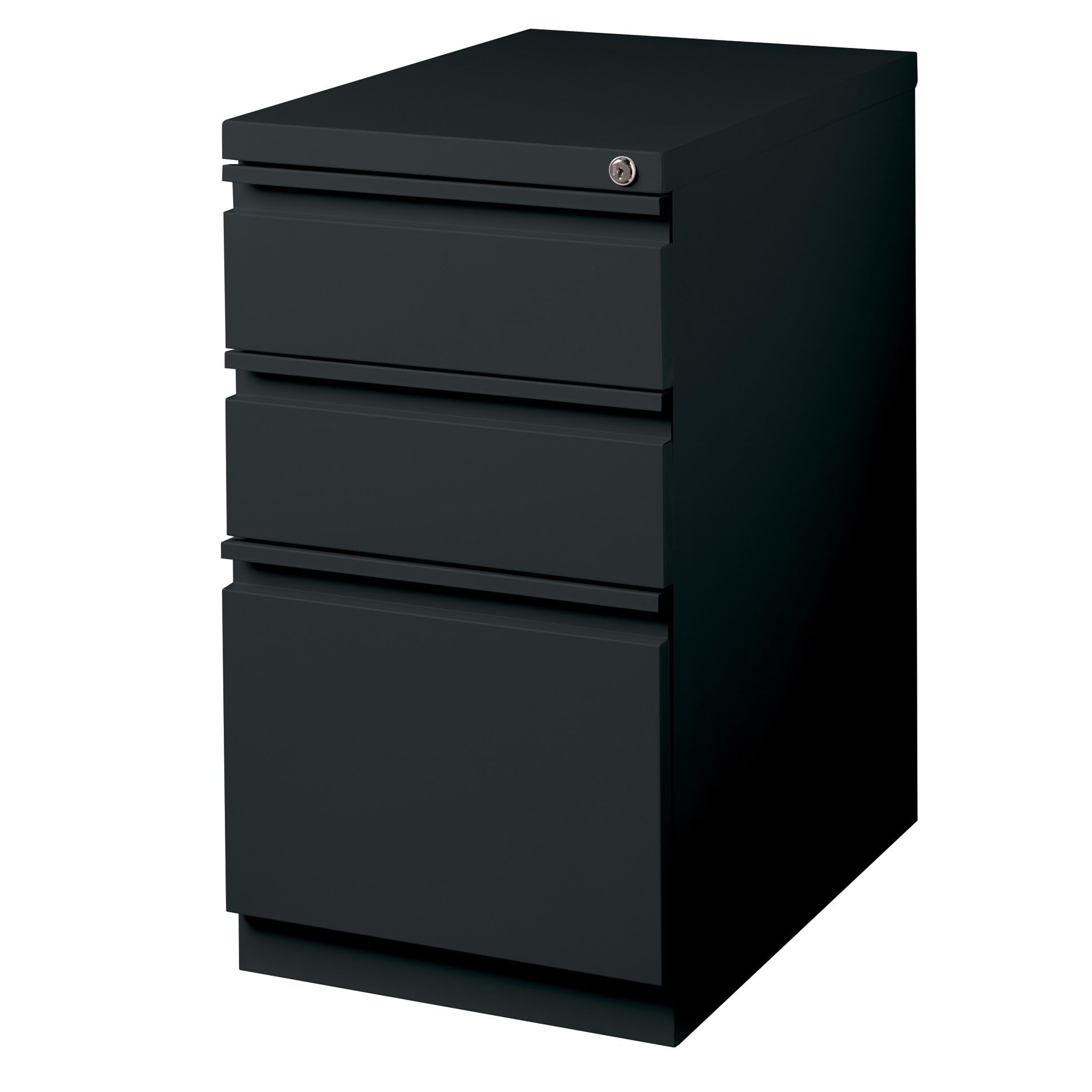 Hirsh 23-Inch Deep Mobile Pedestal with 3 Drawers - File Storage Cabinet, Full-Width Pull Handle, Beige - Perfect for Office, Home, and Workspace Organization