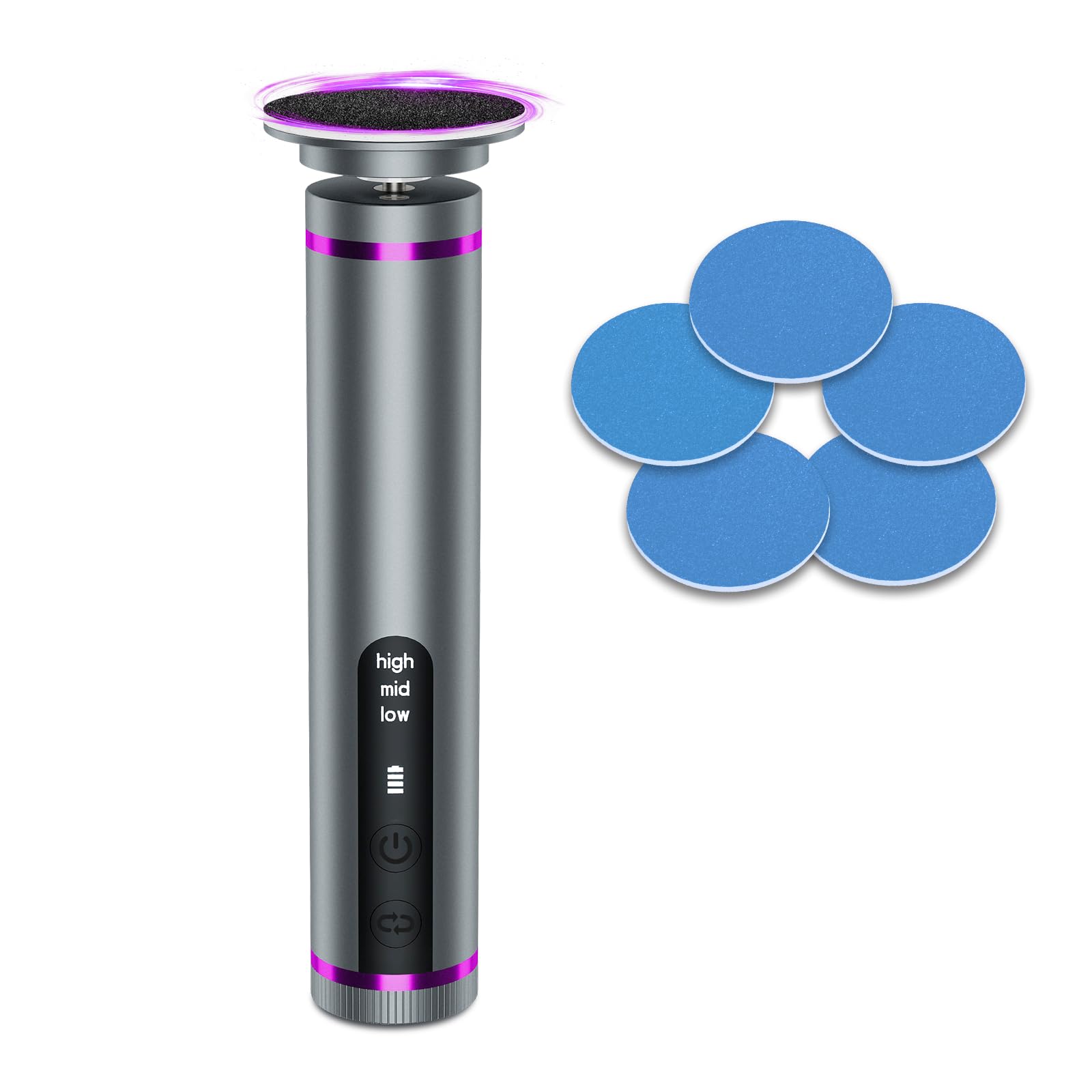 Electric Foot Callus Remover with Nano-Glass Head - Professional Pedicure Tool with 60 Sandpaper Discs & 2 Grinding Heads - Perfect for Dry, Cracked Heels & Callus Removal at Home - Ideal for DIY Foot Care & Spa Treatments