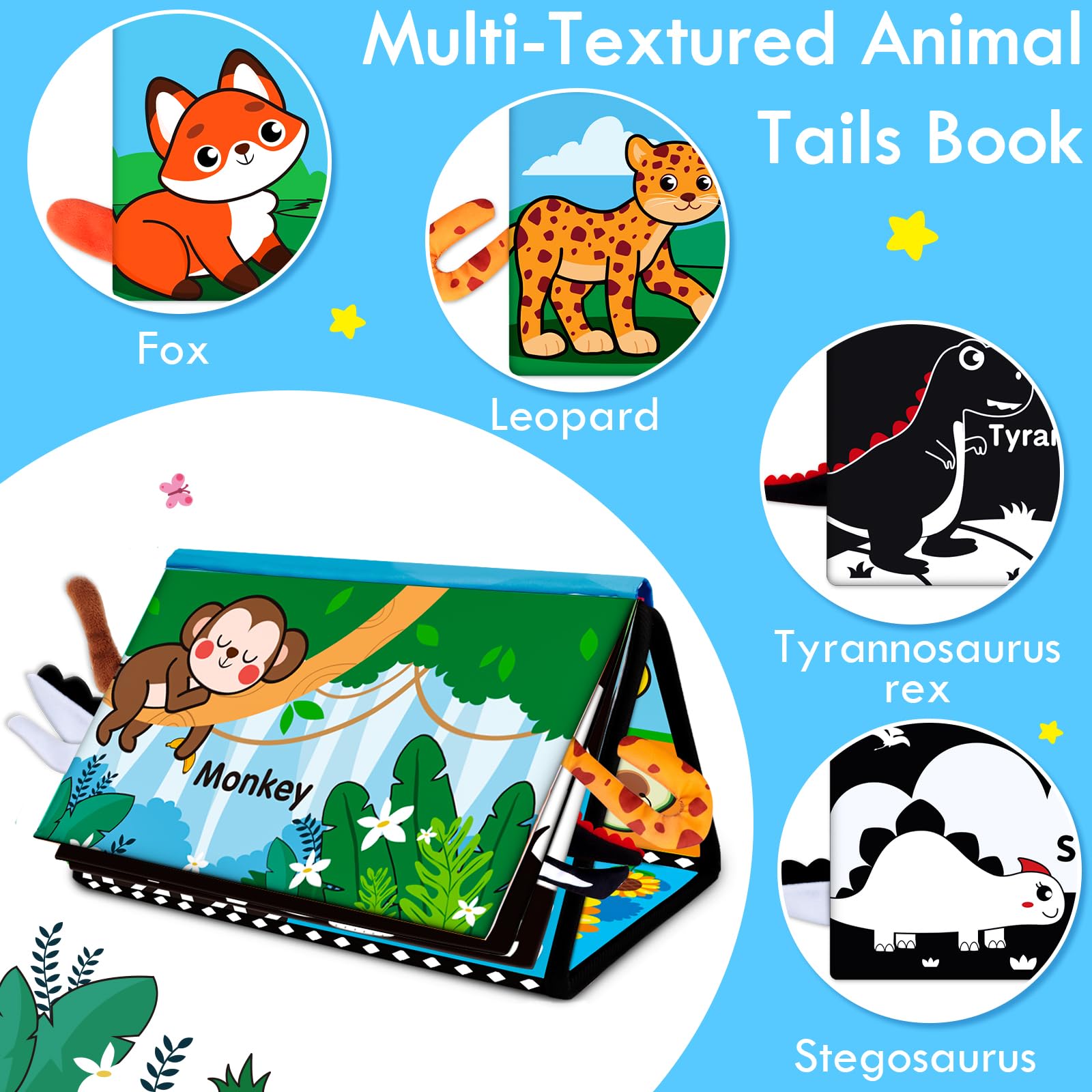Montessori Baby Mirror Toy for Tummy Time - High Contrast Sensory Toy with Crinkle Book & Teether for Brain Development - Newborn Infant Toys 0-12 Months - Perfect Baby Shower Gift for Boys & Girls - Great for Playtime, Learning & Early Childhood Development