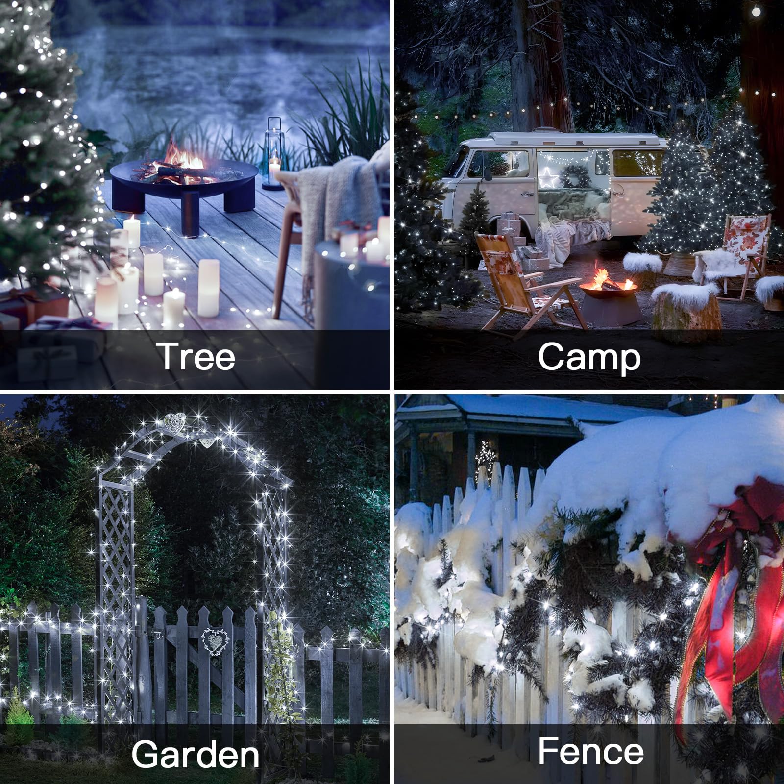 Suddus 2 Pack 33ft 100 LED Solar Fairy Lights Outdoor Waterproof - 8 Modes White Solar Christmas Twinkle Lights for Backyard, Trees, Patio, Deck, Garden, Birthday Party & Wedding Decorations | Perfect for Outdoor Lighting, Landscape Decoration and Holiday Festive Ambiance