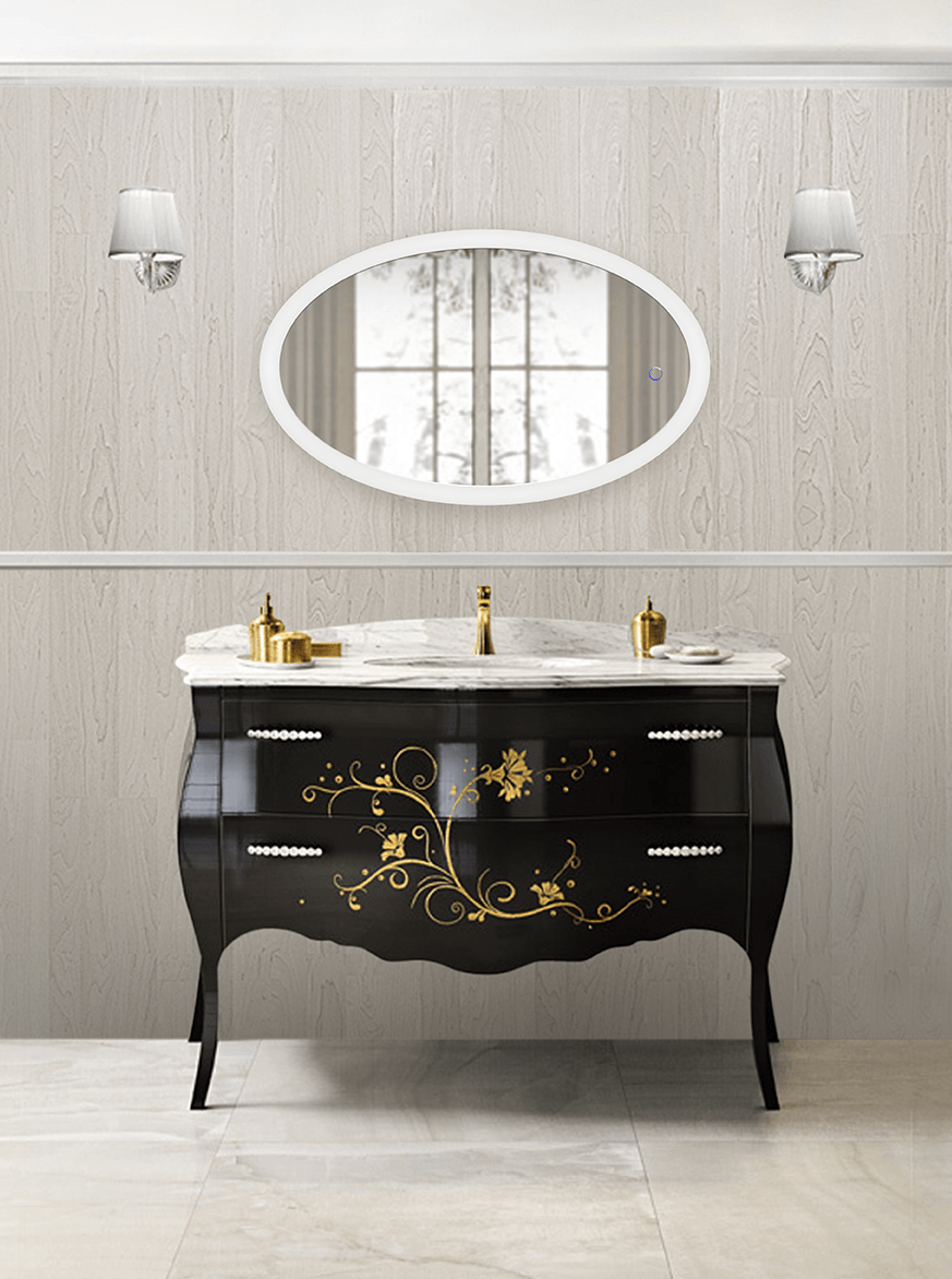 Krugg Sol Oval 22x40 Inch LED Bathroom Mirror with Adjustable Dimmer & Anti-Fog Function - Perfect for Modern Vanities, Spa-Like Showers & Luxury Home Decor