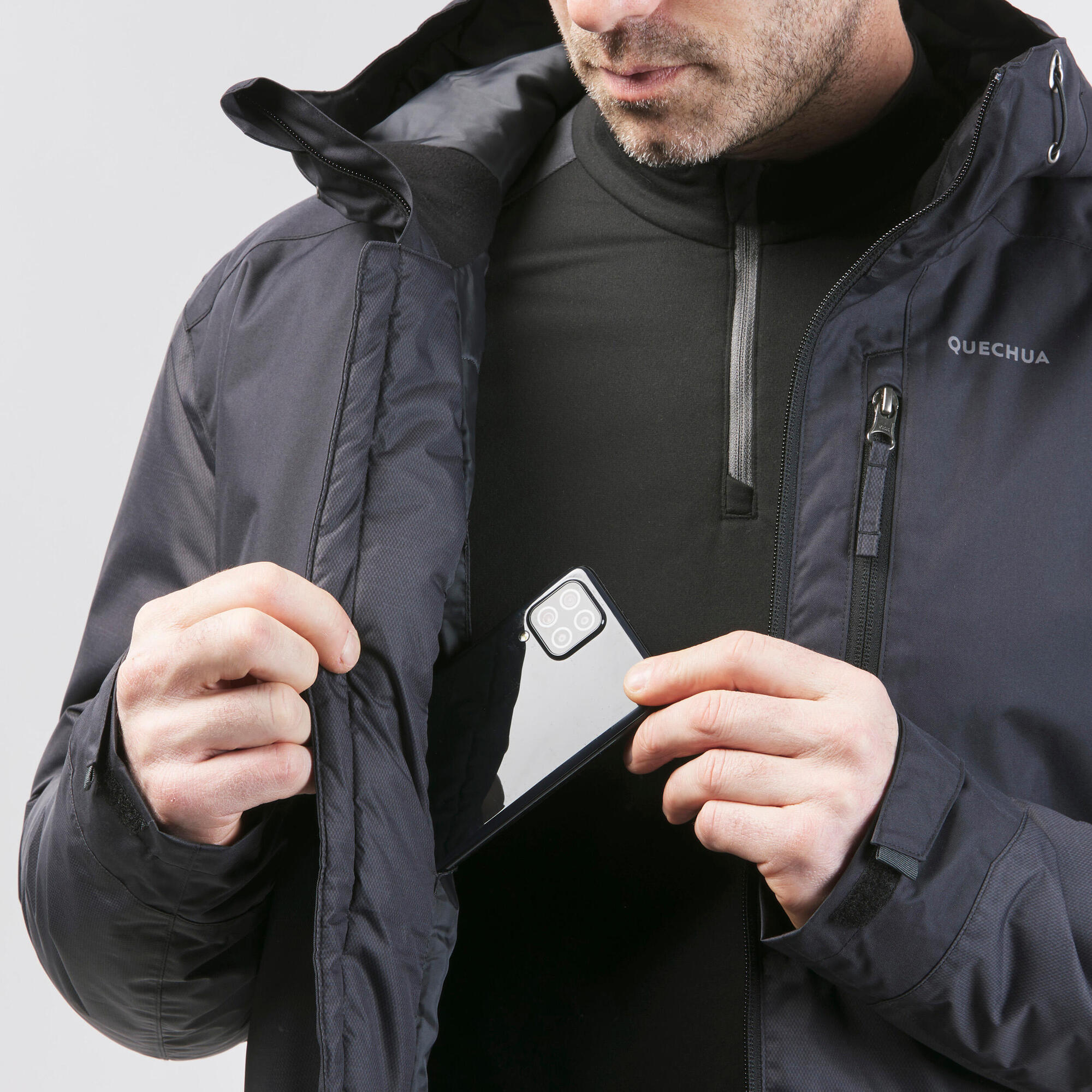 Quechua SH500 Men's Waterproof Winter Hiking Jacket for Cold Weather -14°F | Outdoor Activities, Snow Trekking & Winter Camping