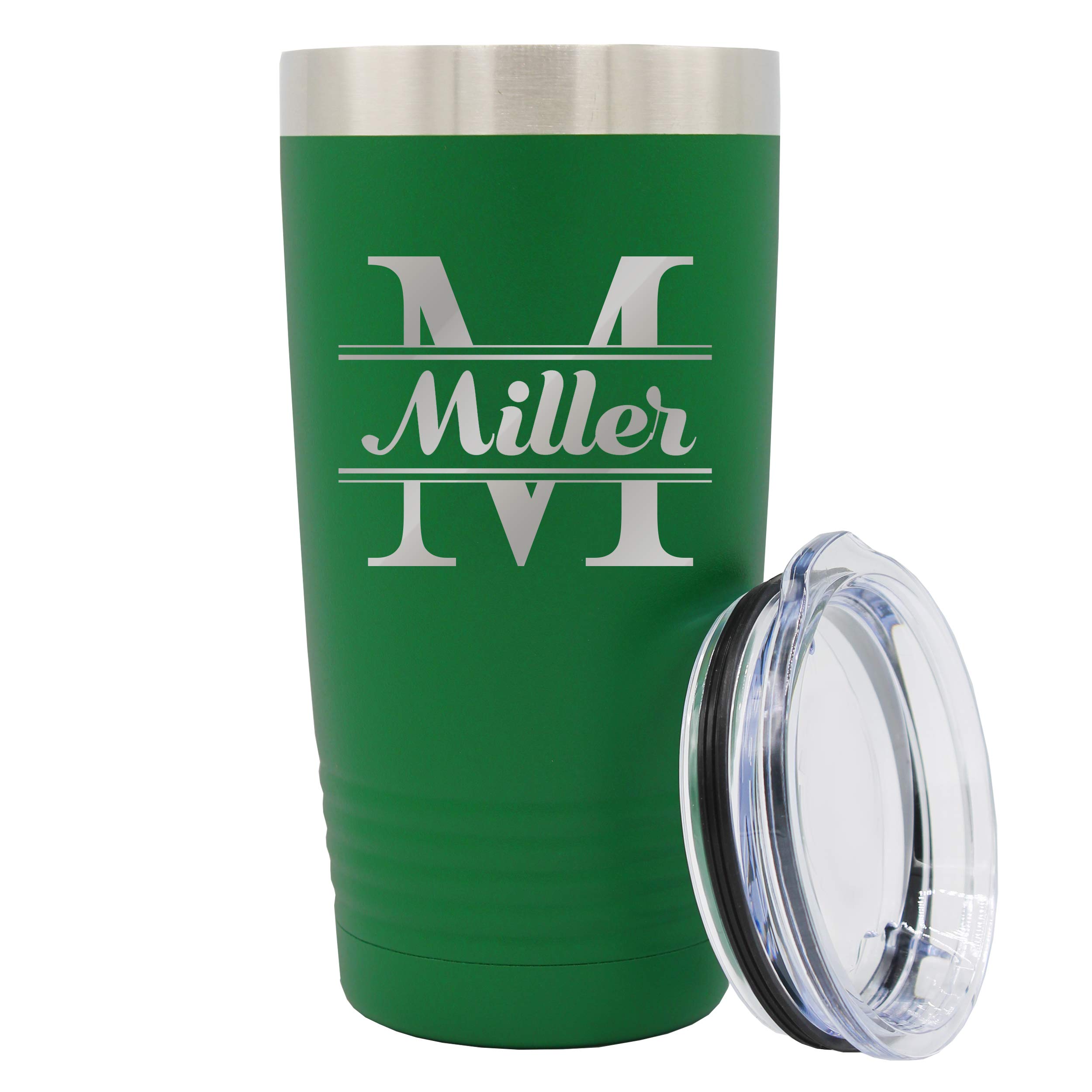 Personalized 20 oz Green Stainless Steel Travel Tumbler - Custom Engraved Vacuum Insulated Double Wall Mug - Perfect for Coffee, Tea & Cold Drinks On The Go