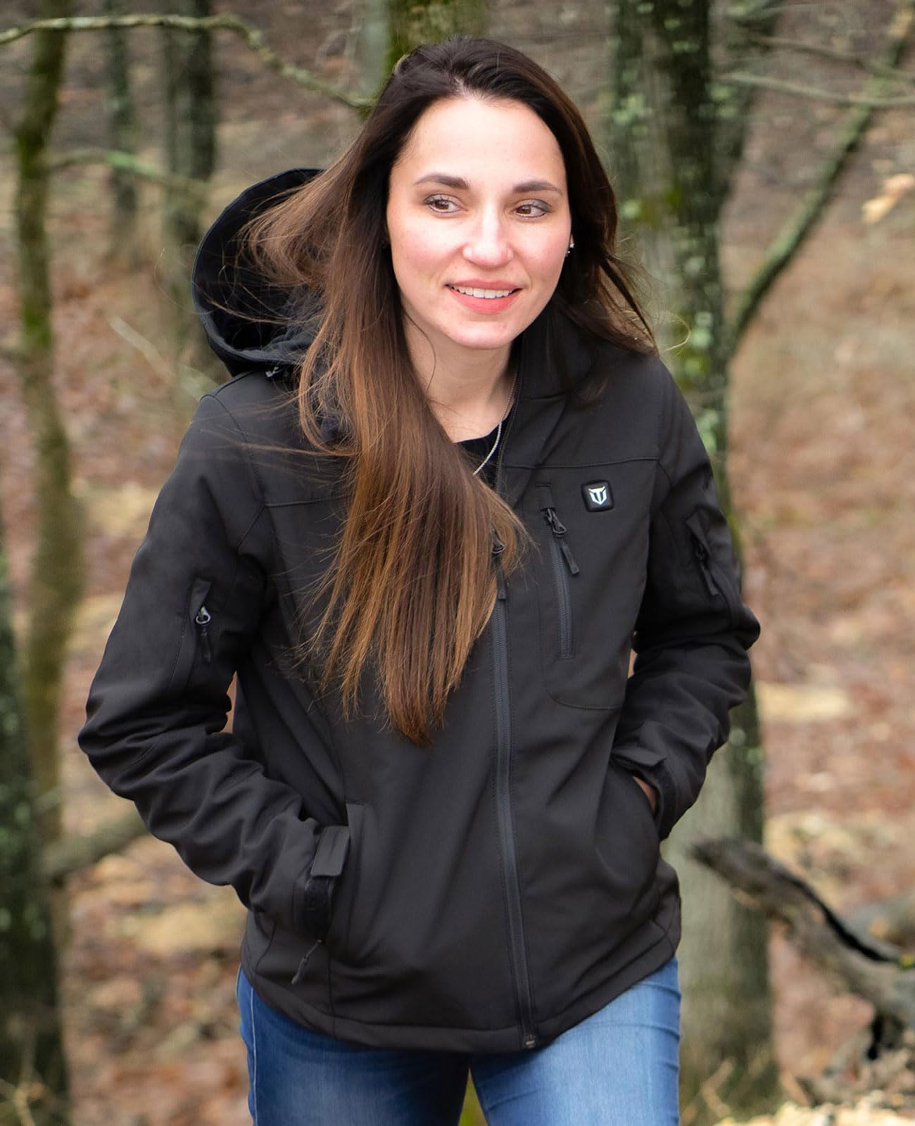 TIDEWE Women's Heated Jacket with Rechargeable Battery Pack - Winter Warm Fleece Lined Coat (Black/Pink/Camo, Sizes S-XXL) for Outdoor Activities, Camping & Cold Weather