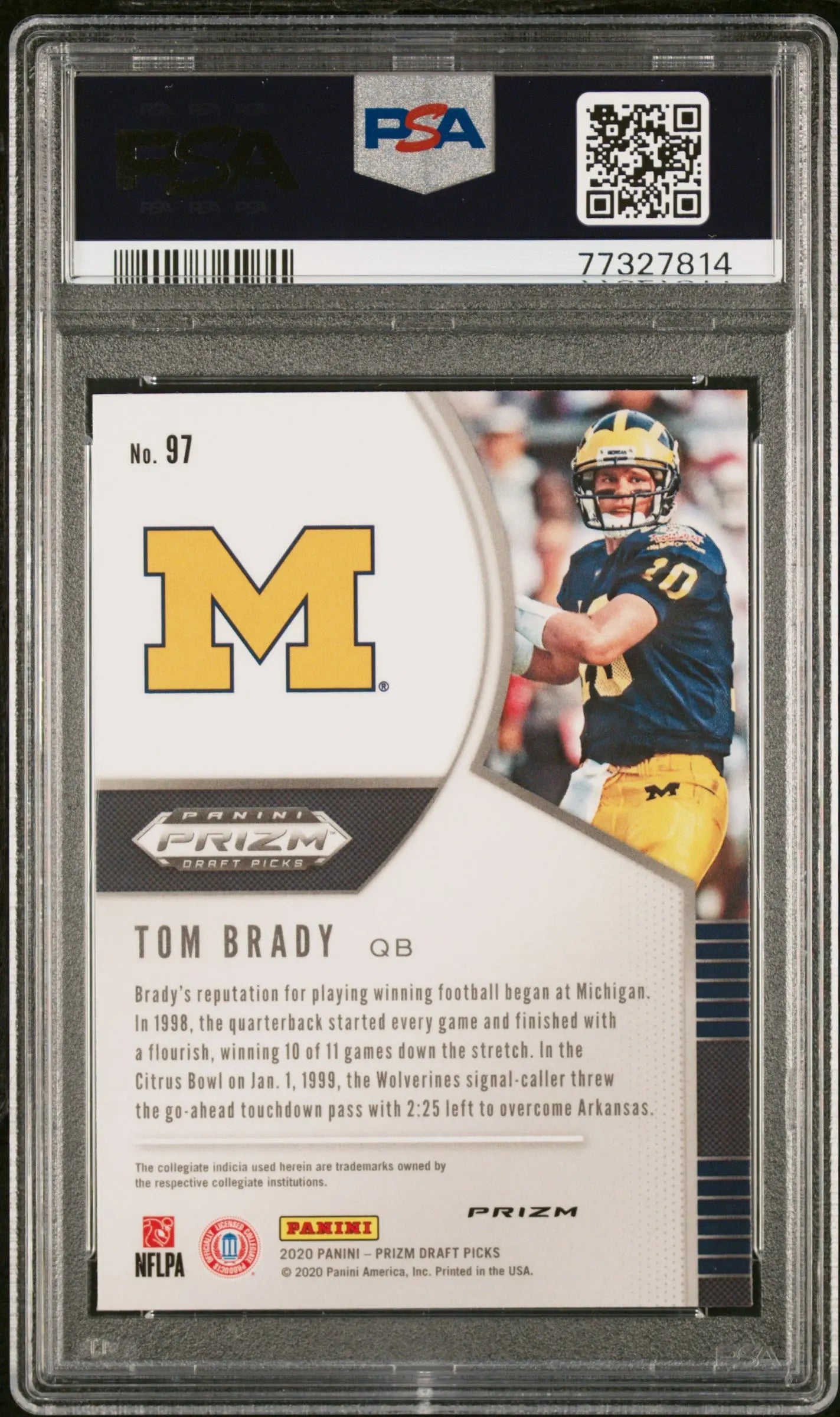 2020 Panini Prizm Football Tom Brady Draft Picks Blue PSA 10 Graded Card - Rare Collectible for Sports Memorabilia & Investment - Perfect for Display, Trading, and Football Fan Gifts