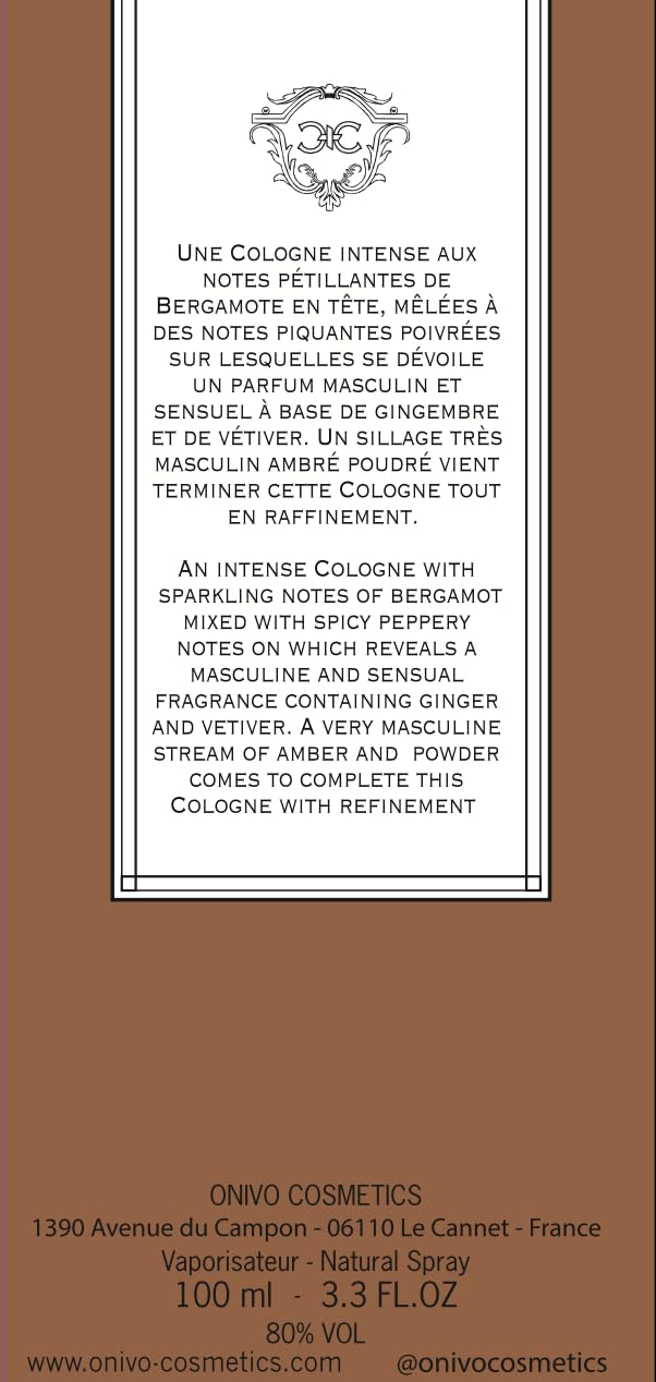 Comptoir Cologne Intense Eau de Cologne - Ginger Vetiver Fragrance for Men & Women, 100ml Luxury Perfume for Everyday Wear & Special Occasions