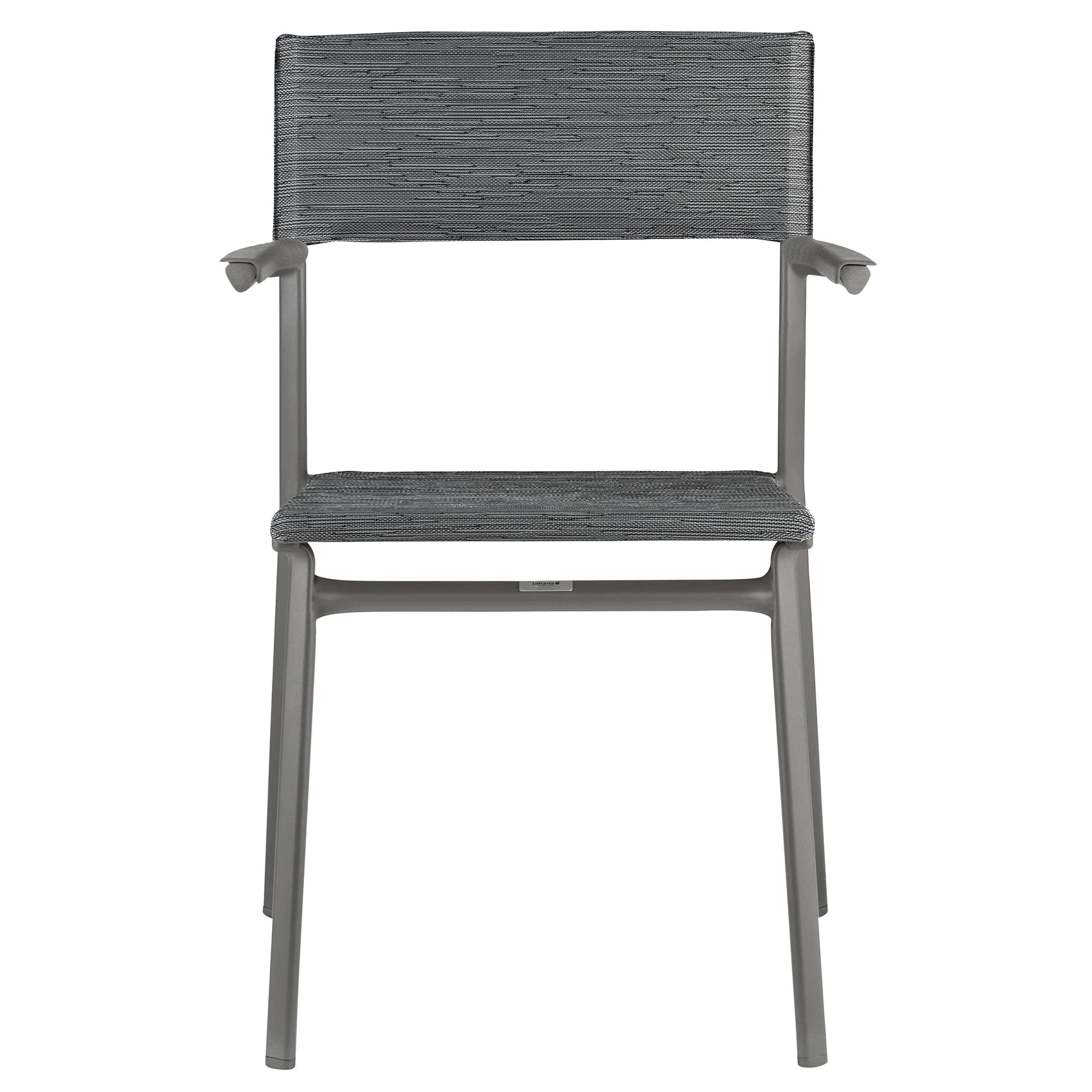 Lafuma ORON Outdoor Dining Armchair Set of 2 - Titanium Frame, Obsidian Black - Patio, Garden, Poolside Furniture for Relaxing and Entertaining