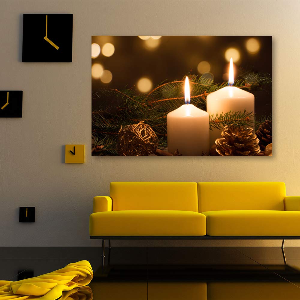IDEA4WALL Christmas Candles Canvas Wall Art - 32x48 Inch Framed Home Decor Painting for Holiday Celebration | Perfect for Living Room, Bedroom & Office Decor