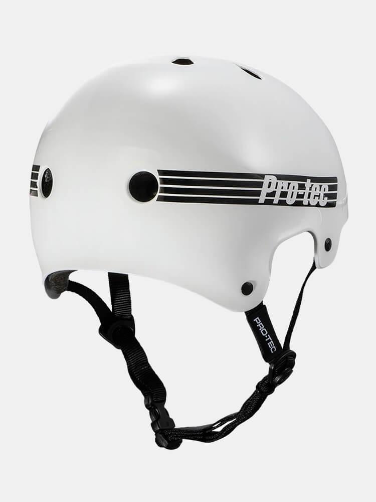 Protec Old School Certified Skateboard Helmet - Gloss White for Safety & Style - Perfect for Skateboarding, BMX, and Scooter Riding