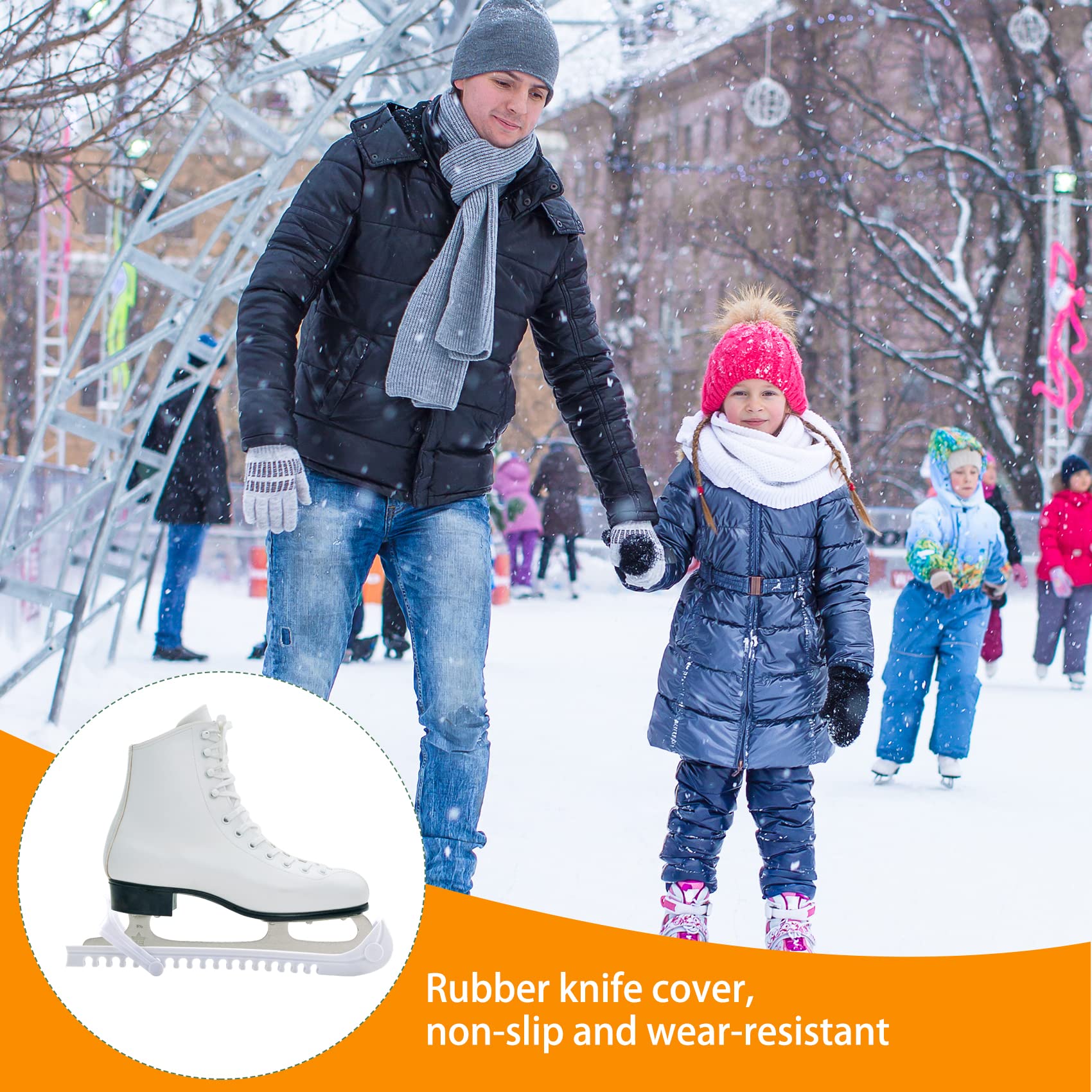 Premium Ice Skate Blade Guards - Adjustable Skate Protectors for Hockey & Figure Skates (1 Pair) - Protect Blades on Concrete, Floors & During Storage