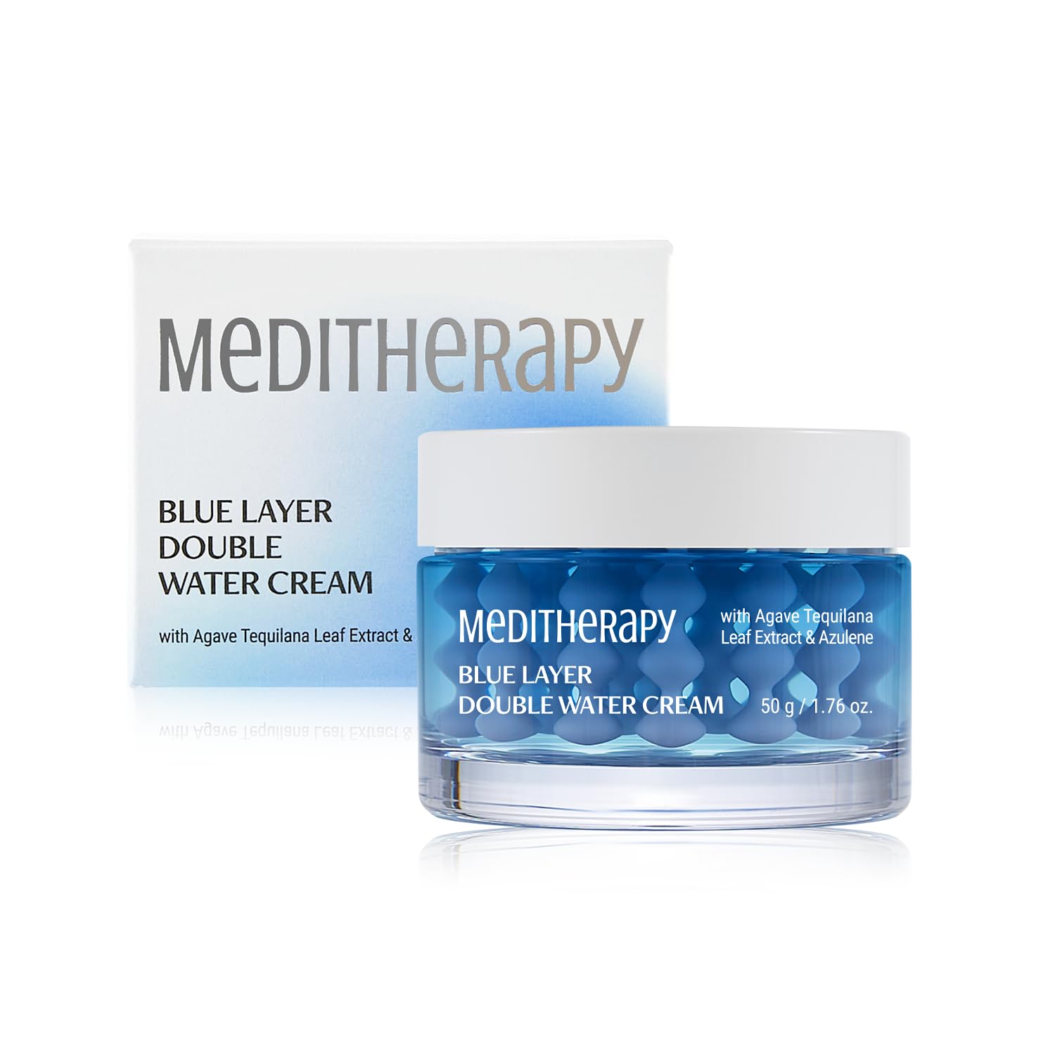Bluelayer Double Water Cream - Hydrating & Firming Daily Face Moisturizer with Nano-Hyaluronic Acid & Blue Agave - Gel Cream Capsule for Radiant Glow - All Skin Types - 1.76 oz - Perfect for Day/Night Skincare Routine & Travel-Friendly Size