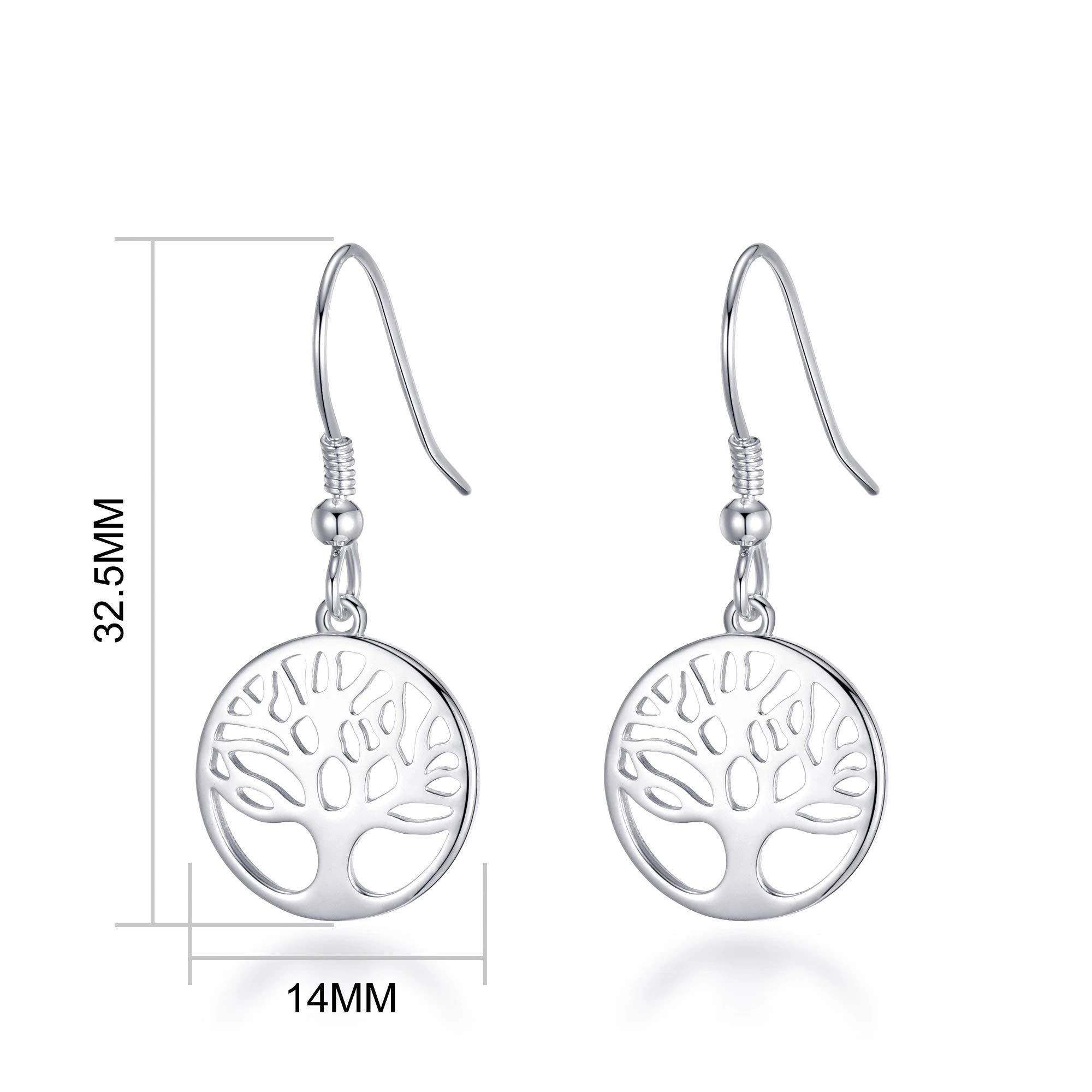 Philip Jones Sterling Silver Tree of Life Drop Earrings for Women - Elegant Nature-Inspired Jewelry Gift for Birthday, Anniversary & Special Occasions