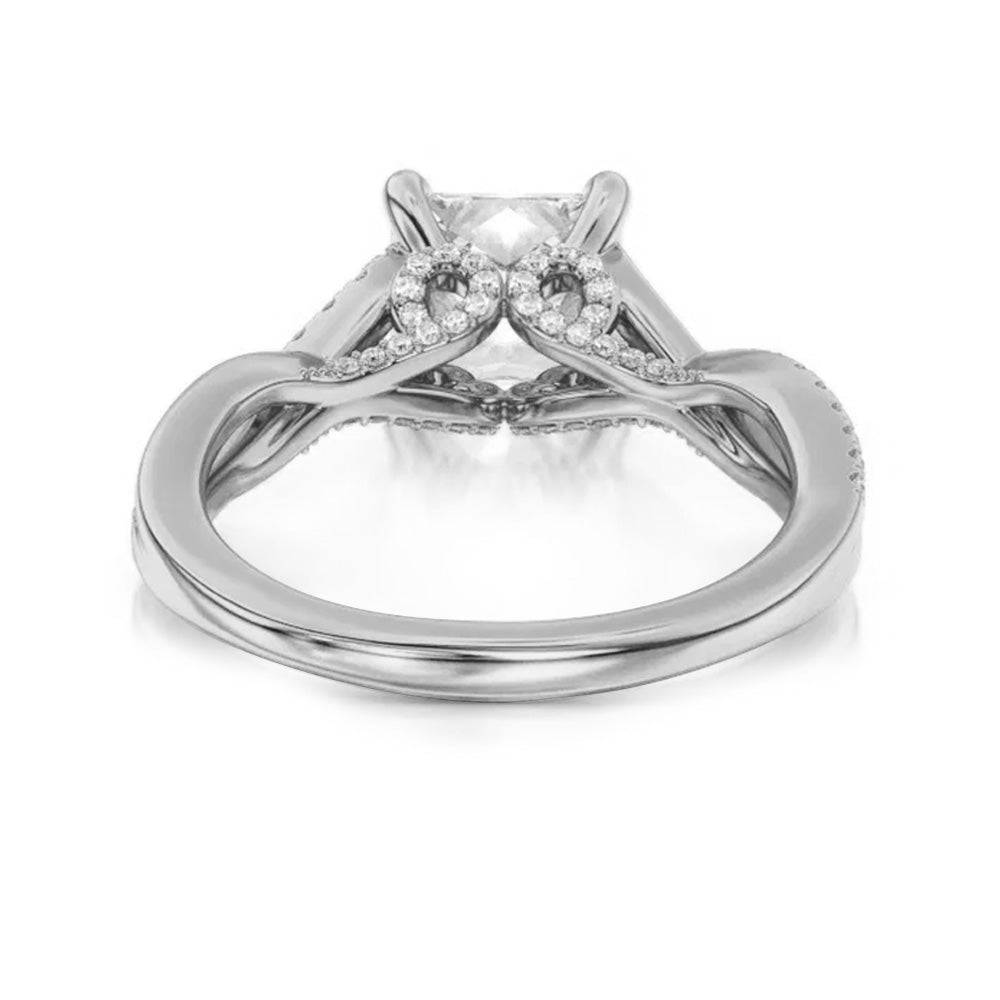Princess Cut Moissanite Twisted Band Engagement Ring with Hidden Accents - Elegant Wedding Jewelry for Brides, Anniversary Gifts & Proposal Scenes