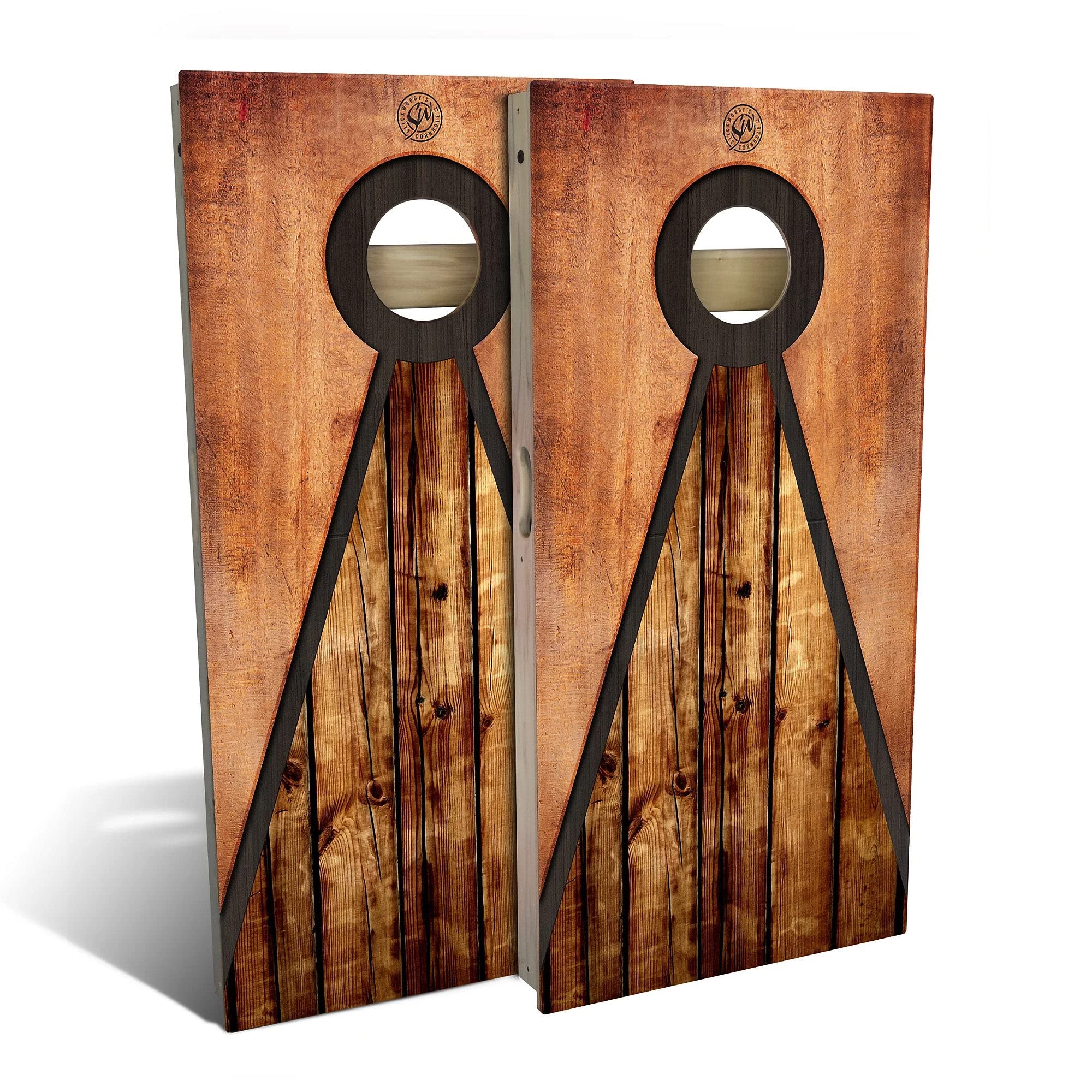 Skip's Garage Premium Pyramid Cornhole Board Set - 2 Boards & 8 Bags - Custom Size & Accessories - Perfect for Backyard Parties, Tailgating, and Outdoor Games