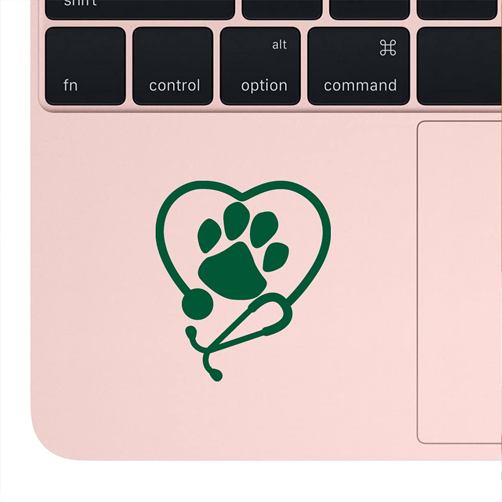 Premium Waterproof Vinyl Paw Print Stethoscope Decal Stickers (Green, Set of 2) - Laptop, Phone, Helmet, Car Window, Bumper, Mug, Cup, Door & Wall Decoration for Pet Lovers, Nurses & Medical Students