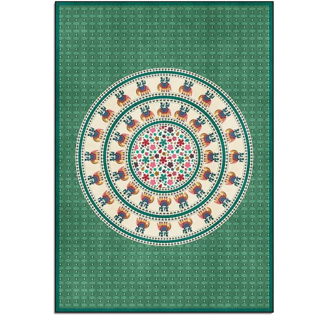 Boho Floral Area Rug 5.2'x7.5' - Soft Non-Slip Bohemian Distressed Carpet for Living Room, Bedroom, Kitchen Runner | Indoor Outdoor Door Mat | Green Home Decor - Perfect for Bohemian Style Homes, Apartments & Courtyards