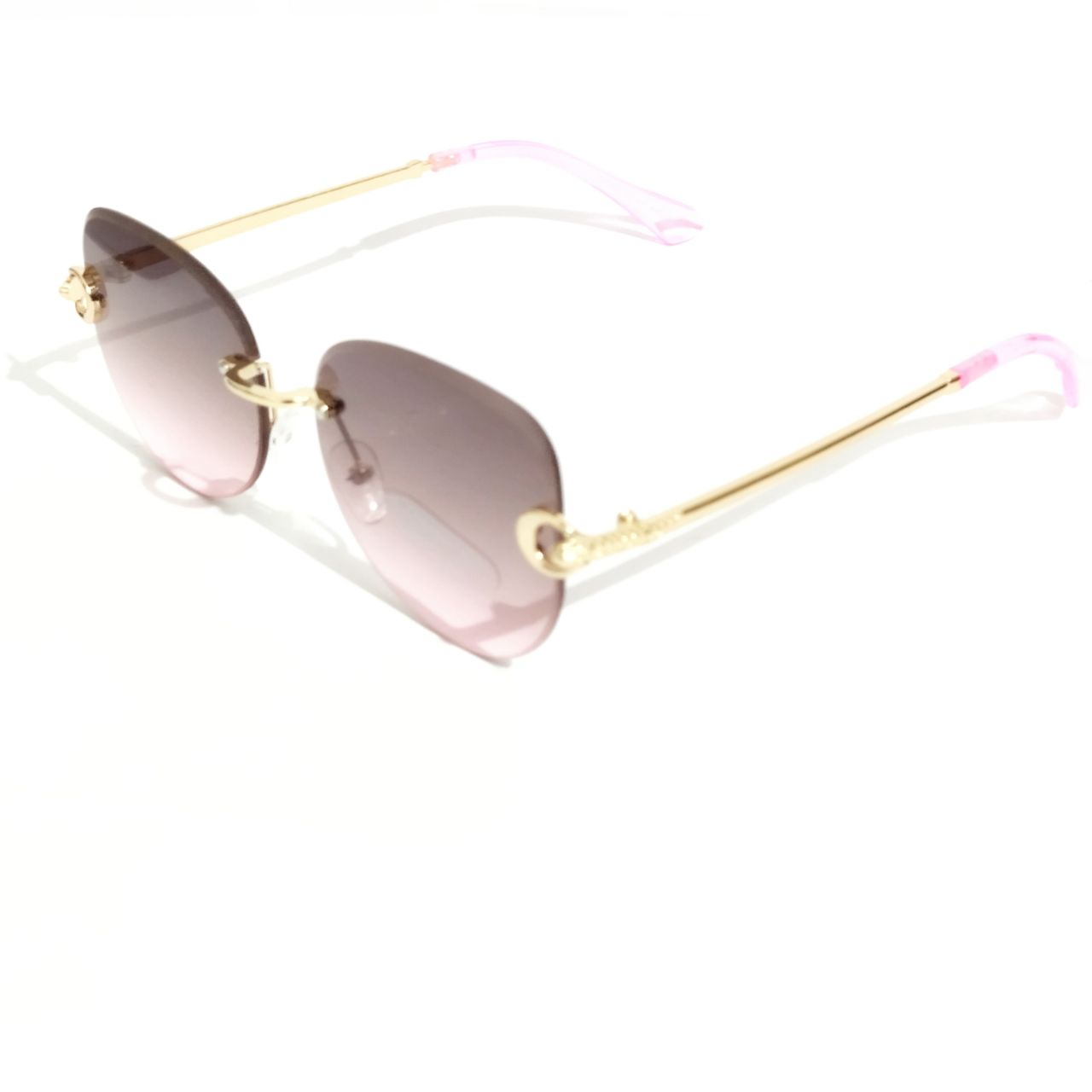 Stylish Purple Pink Rimless Sunglasses for Women - Trendy UV Protection Shades for Beach, Driving & Outdoor Activities