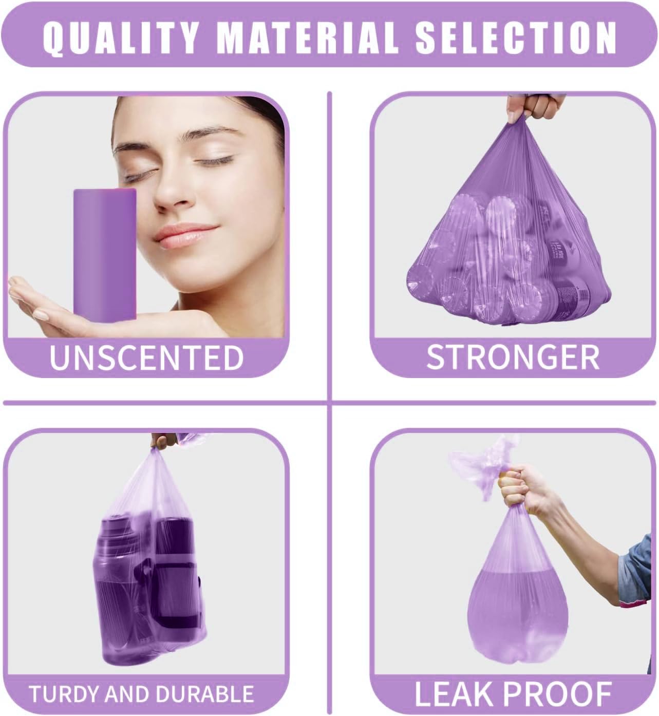 2.6 Gallon Small Trash Bags - 90 Count Colored Durable Unscented Garbage Can Liners for Bathroom, Bedroom, Kitchen & Office - Perfect for Small Waste Bins, Diaper Pails, and Desk Side Trash Cans